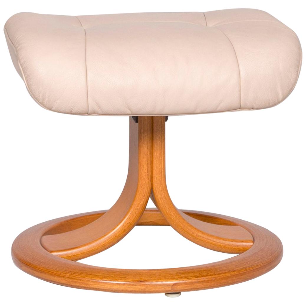 Stressless Leather Stool Beige For Sale