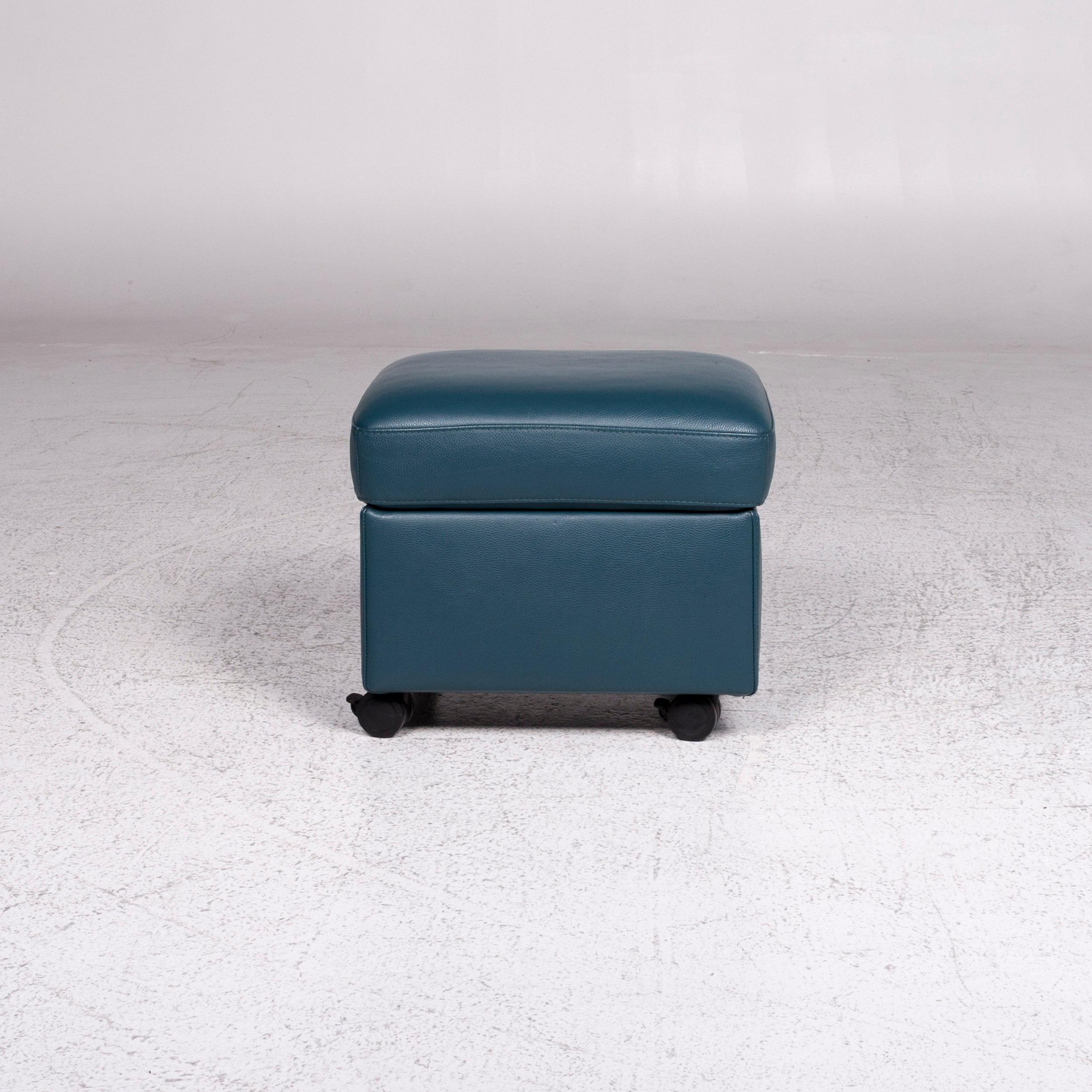 Stressless Leather Stool Blue Petrol Stool For Sale 4