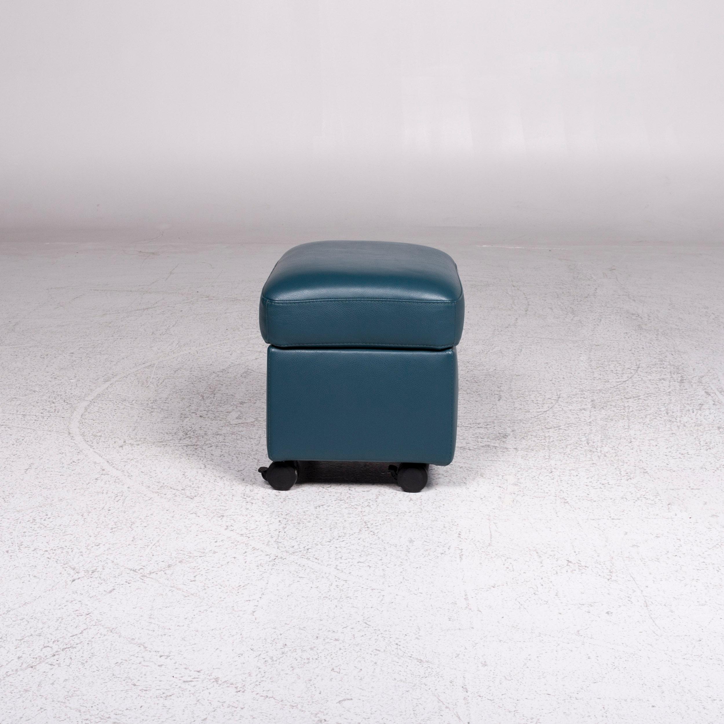 Stressless Leather Stool Blue Petrol Stool For Sale 5