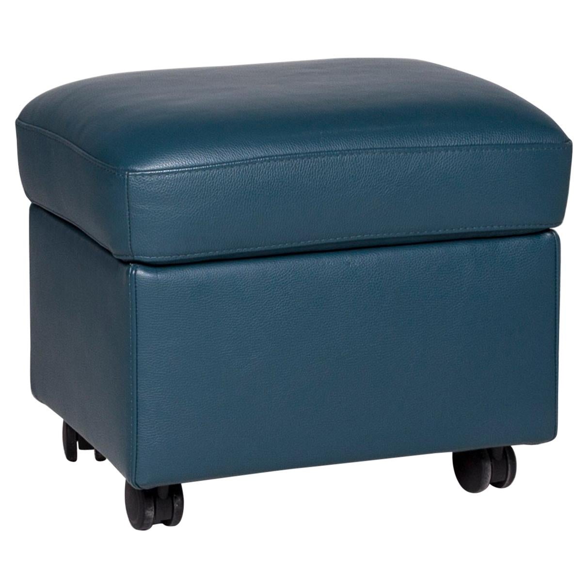 Stressless Leather Stool Blue Petrol Stool For Sale