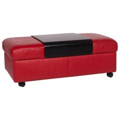 Stressless Leather Stool Red with Storage Function