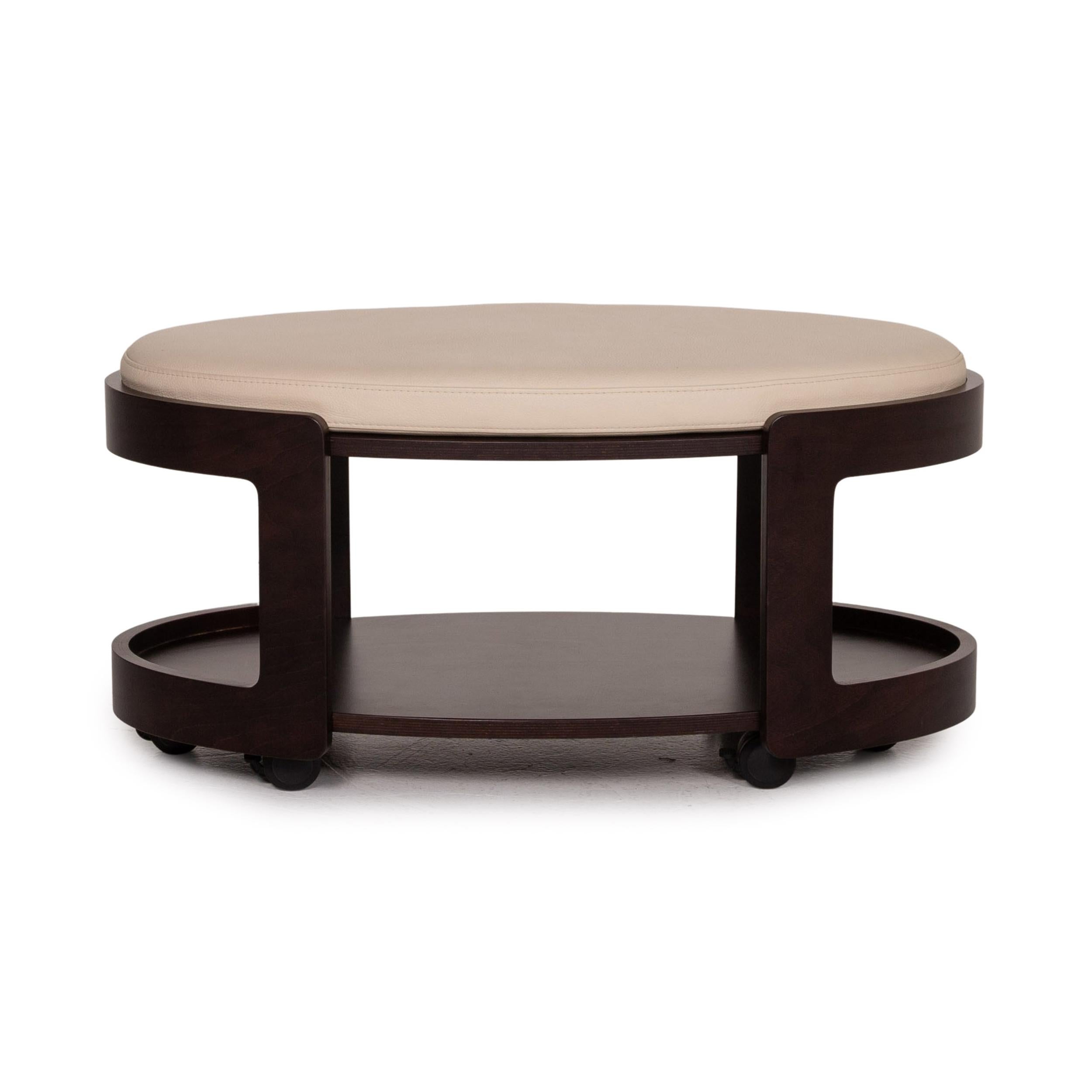 Stressless Leather Wood Coffee Table Dark Brown Cream Table Stool 1