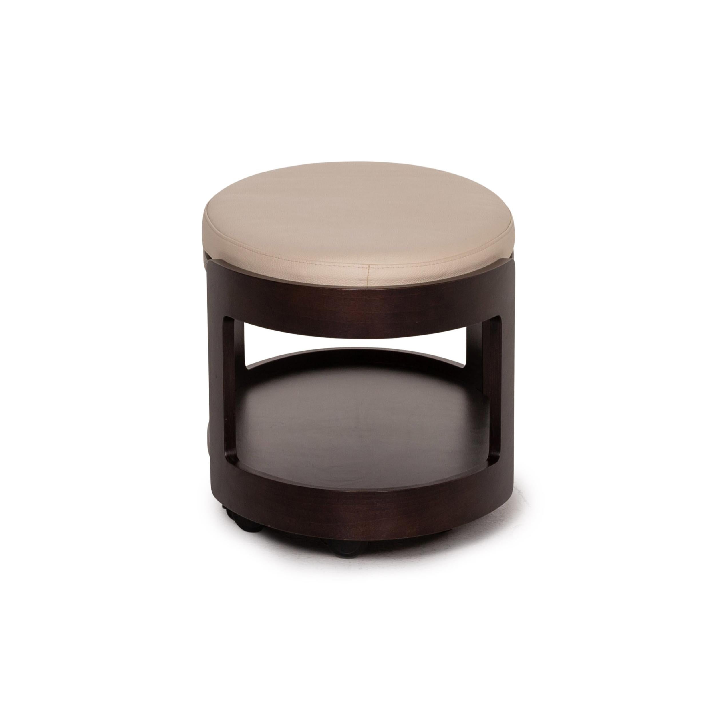 Stressless Leather Wood Coffee Table Dark Brown Cream Table Stool 2