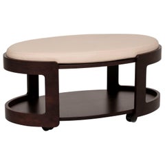 Stressless Leather Wood Coffee Table Dark Brown Cream Table Stool