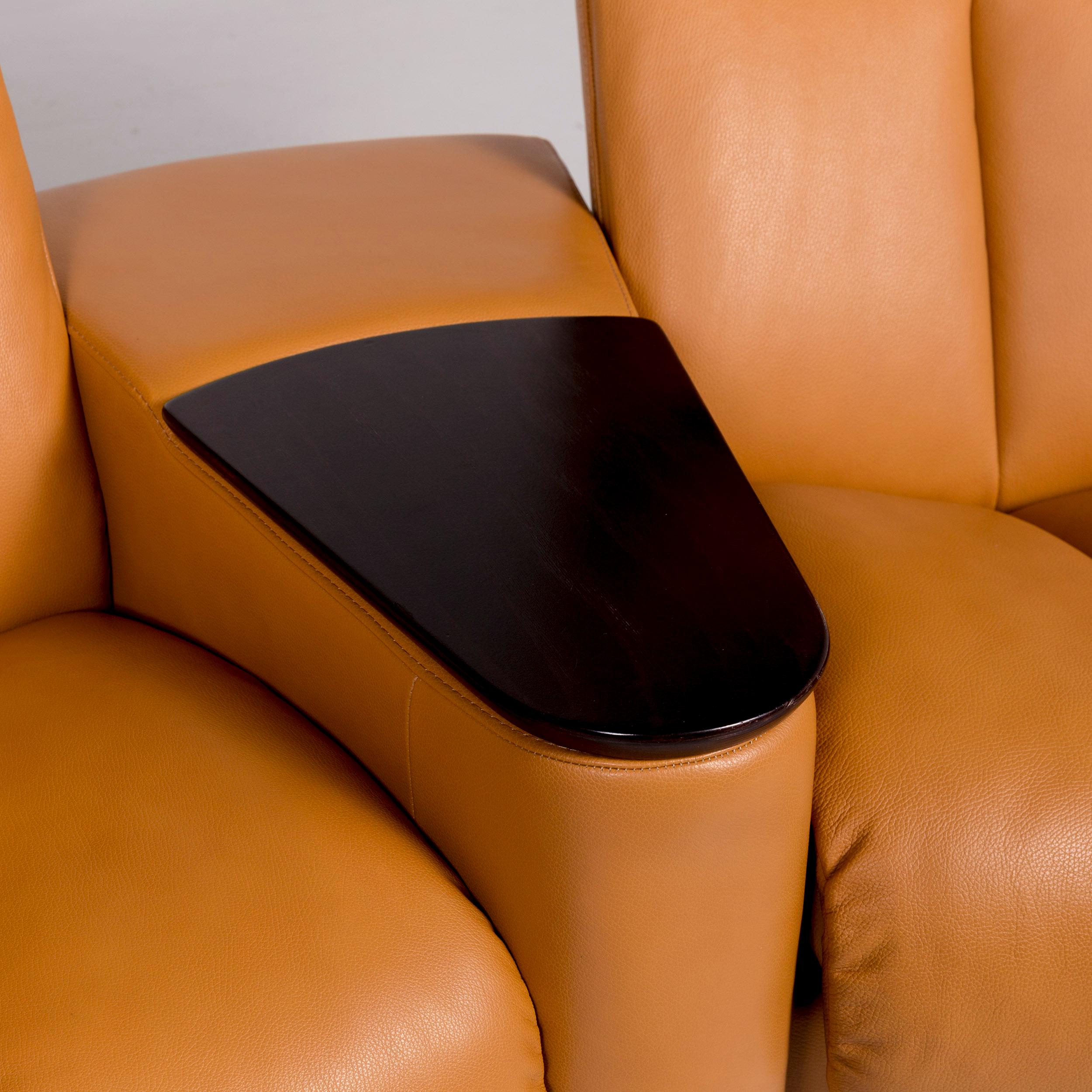 Modern Stressless Legend Leather Corner Sofa Set Mustard Yellow Yellow Ocher 1x Corner For Sale
