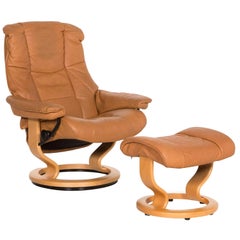 Stressless Mayfair Leather Armchair Inclusive Stool Cognac Brown Function Relax