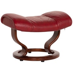 Stressless Mayfair Leather Stool Red Wood Ottoman