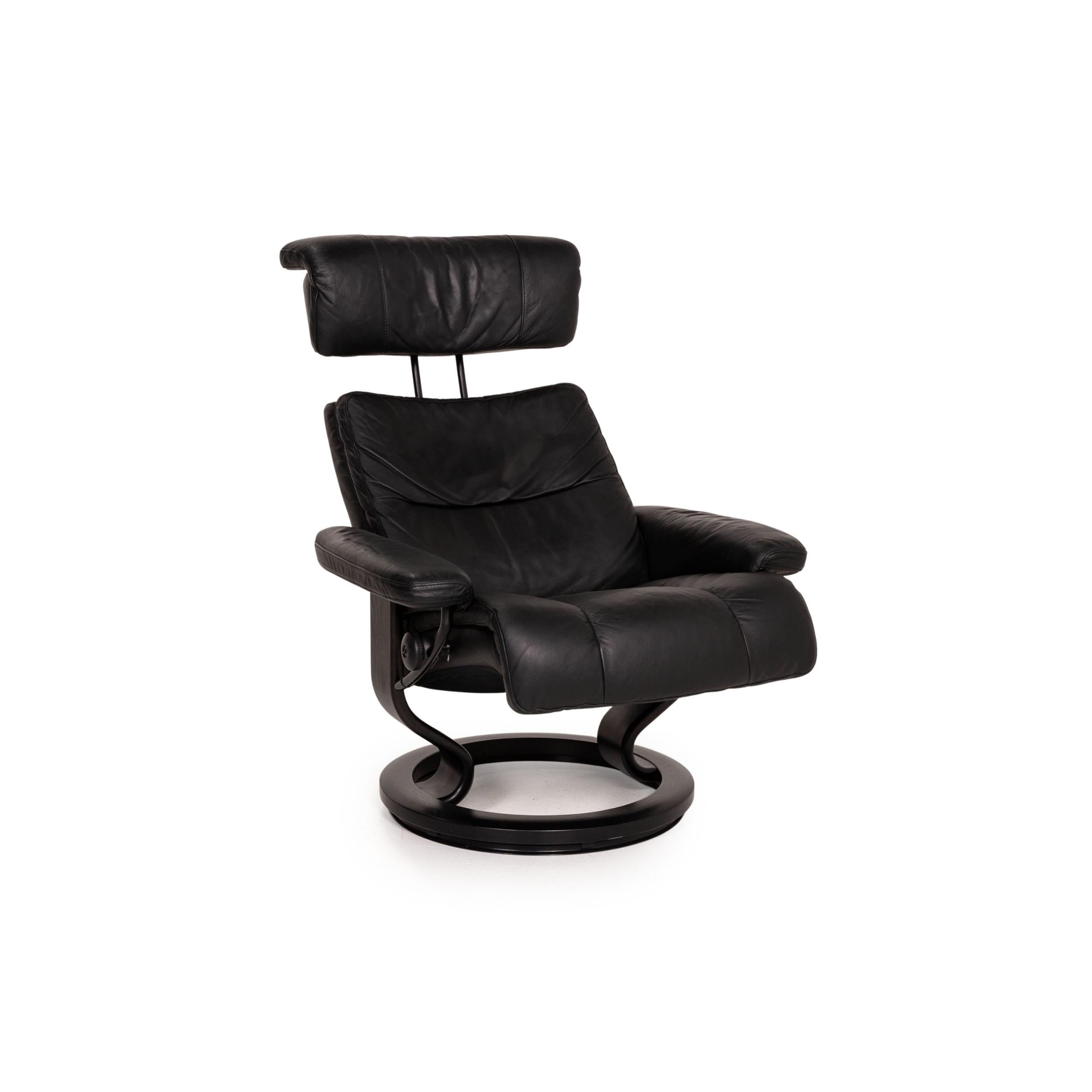 Modern Stressless Memphis Leather Armchair Size M Incl. Black Stool Function Relax