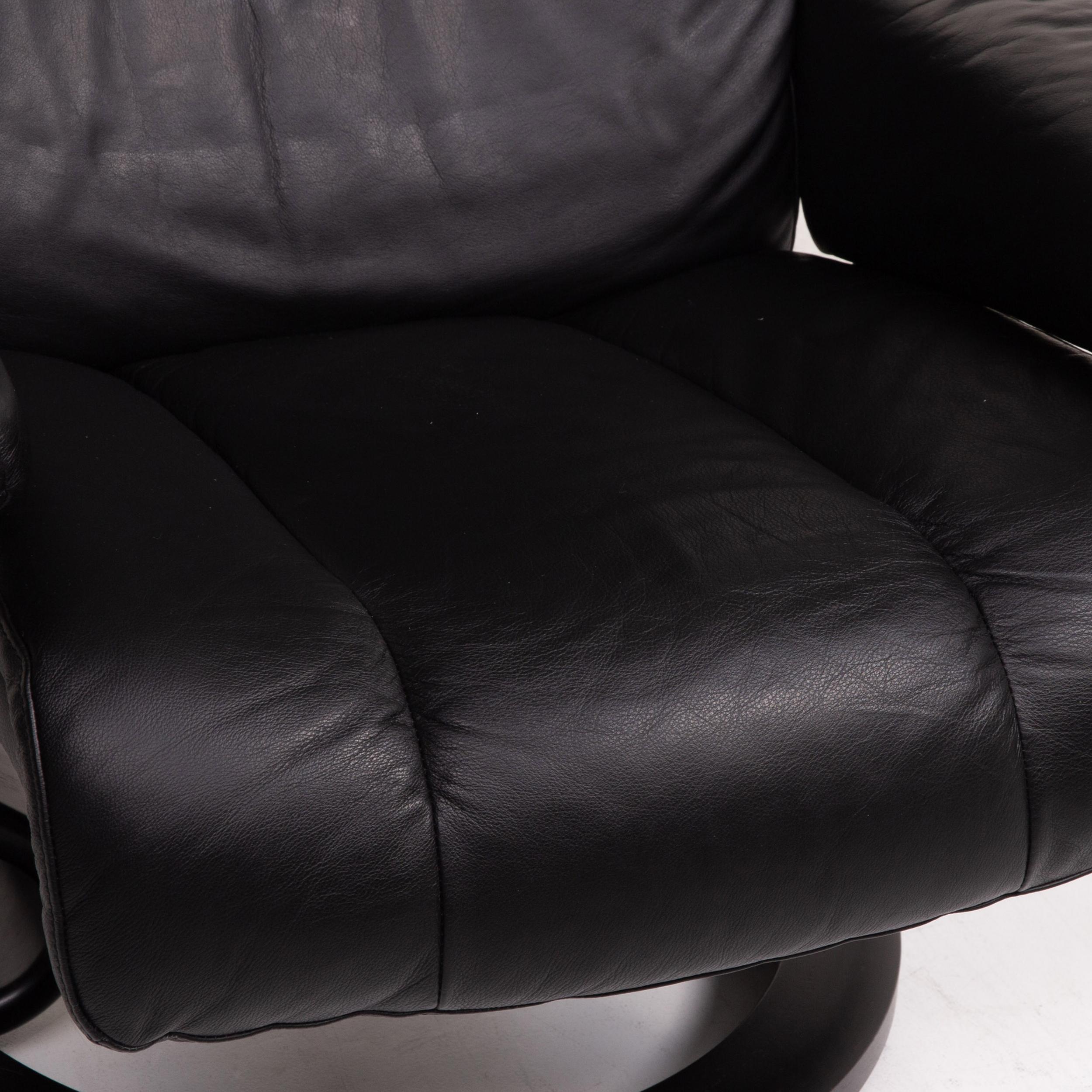 Norwegian Stressless Memphis Leather Armchair Size M Incl. Black Stool Function Relax