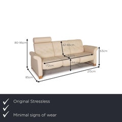 Stressless Metropolitan Leather Sofa Cream Three-Seater Couch Function
