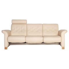 Stressless Metropolitan Leather Sofa Cream Three-Seater Couch Function