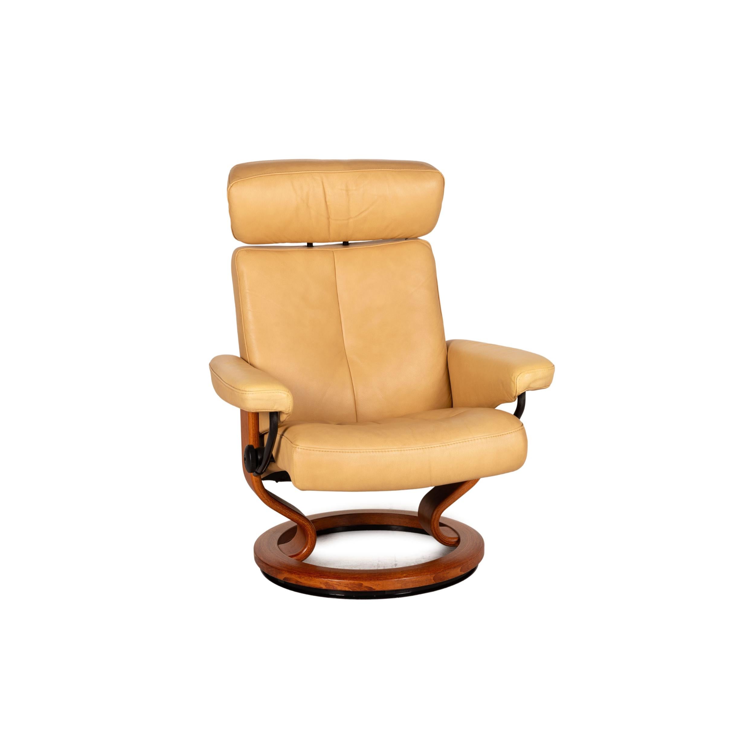 Stressless Orion Leather Armchair Beige Incl. Stool Function Relaxation Function For Sale 1