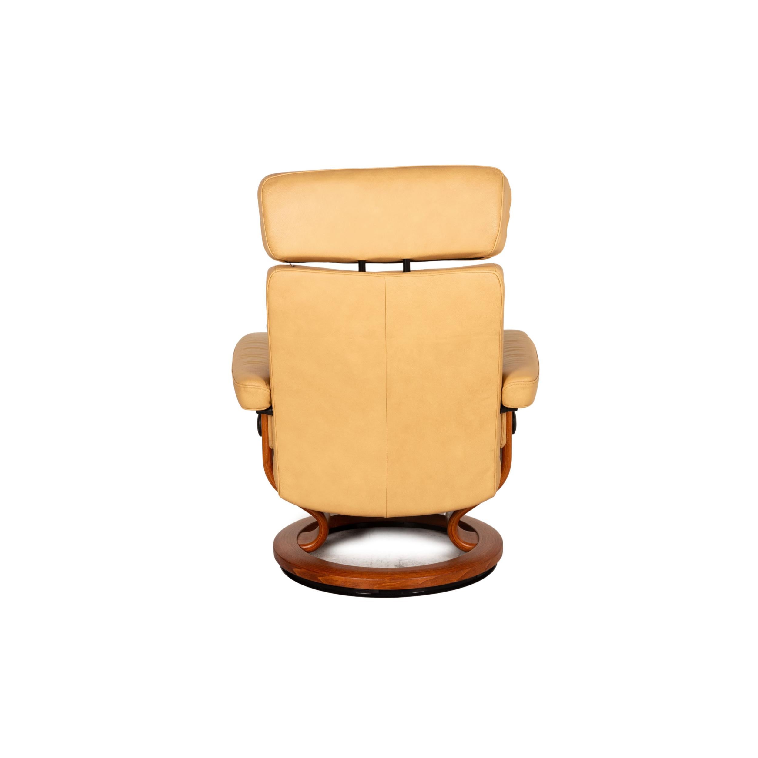 Stressless Orion Leather Armchair Beige Incl. Stool Function Relaxation Function For Sale 3