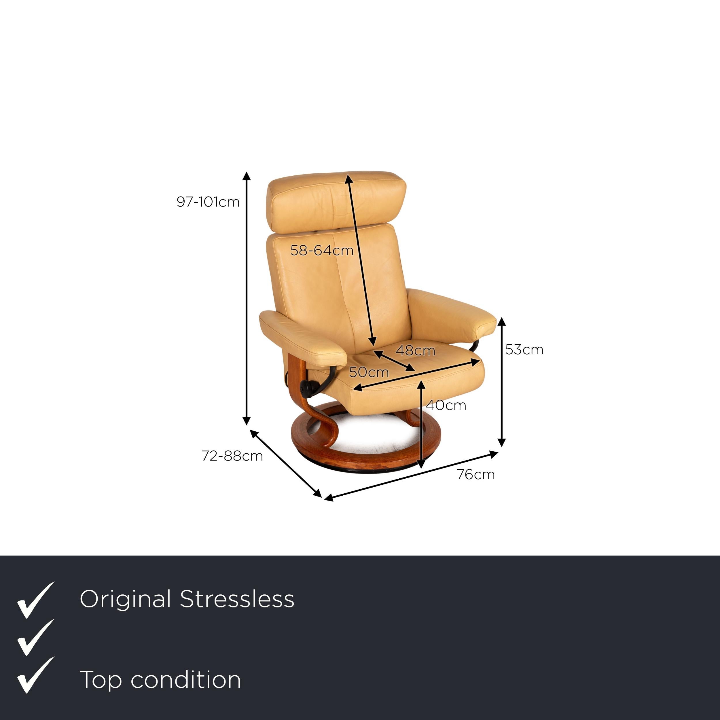 We present to you a Stressless Orion leather armchair beige incl. Stool function relaxation function.
 

 Product measurements in centimeters:
 

Depth: 72
Width: 76
Height: 97
Seat height: 40
Rest height: 53
Seat depth: 48
Seat width: