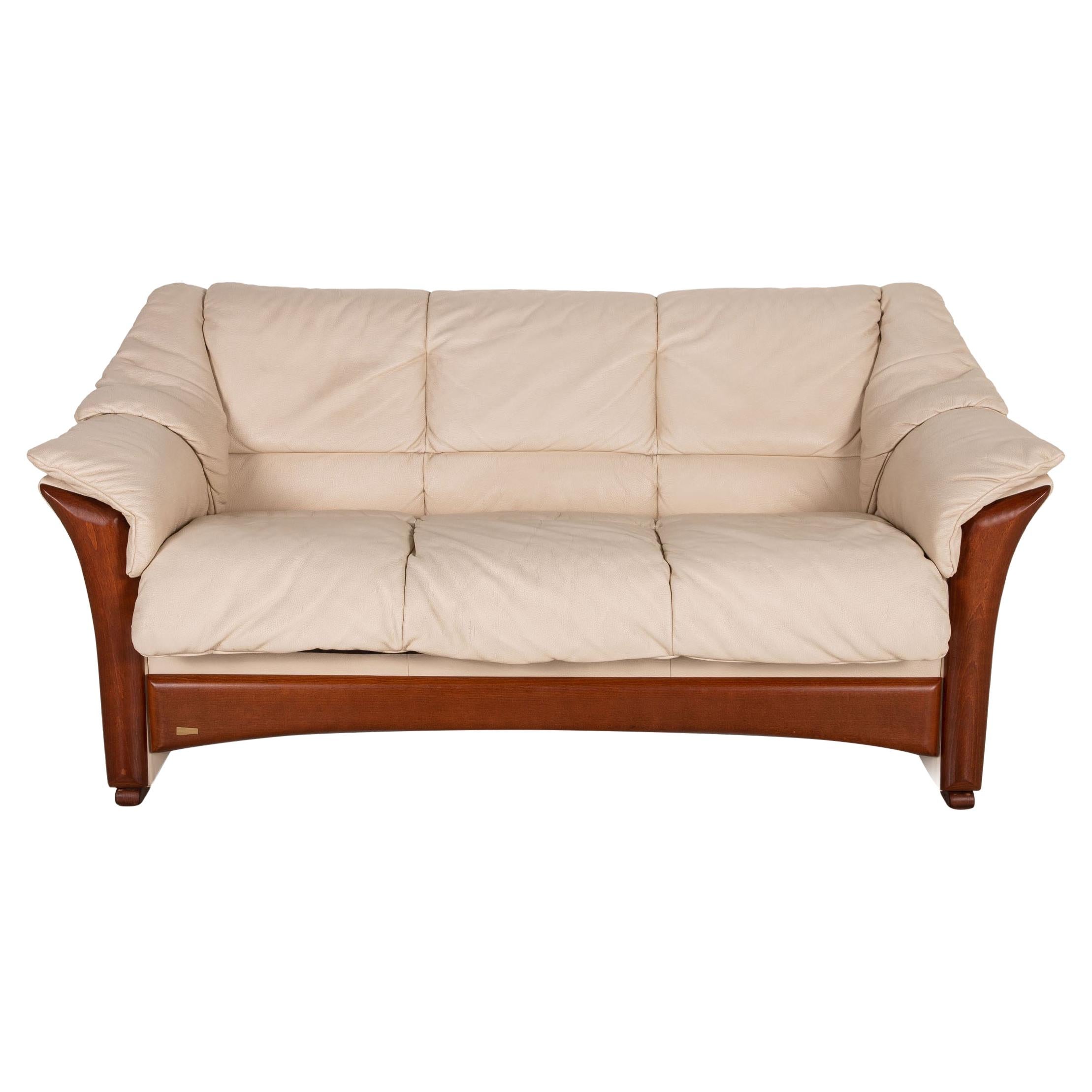 Stressless Oslo Leather Sofa Cream Three Seater Couch For Sale