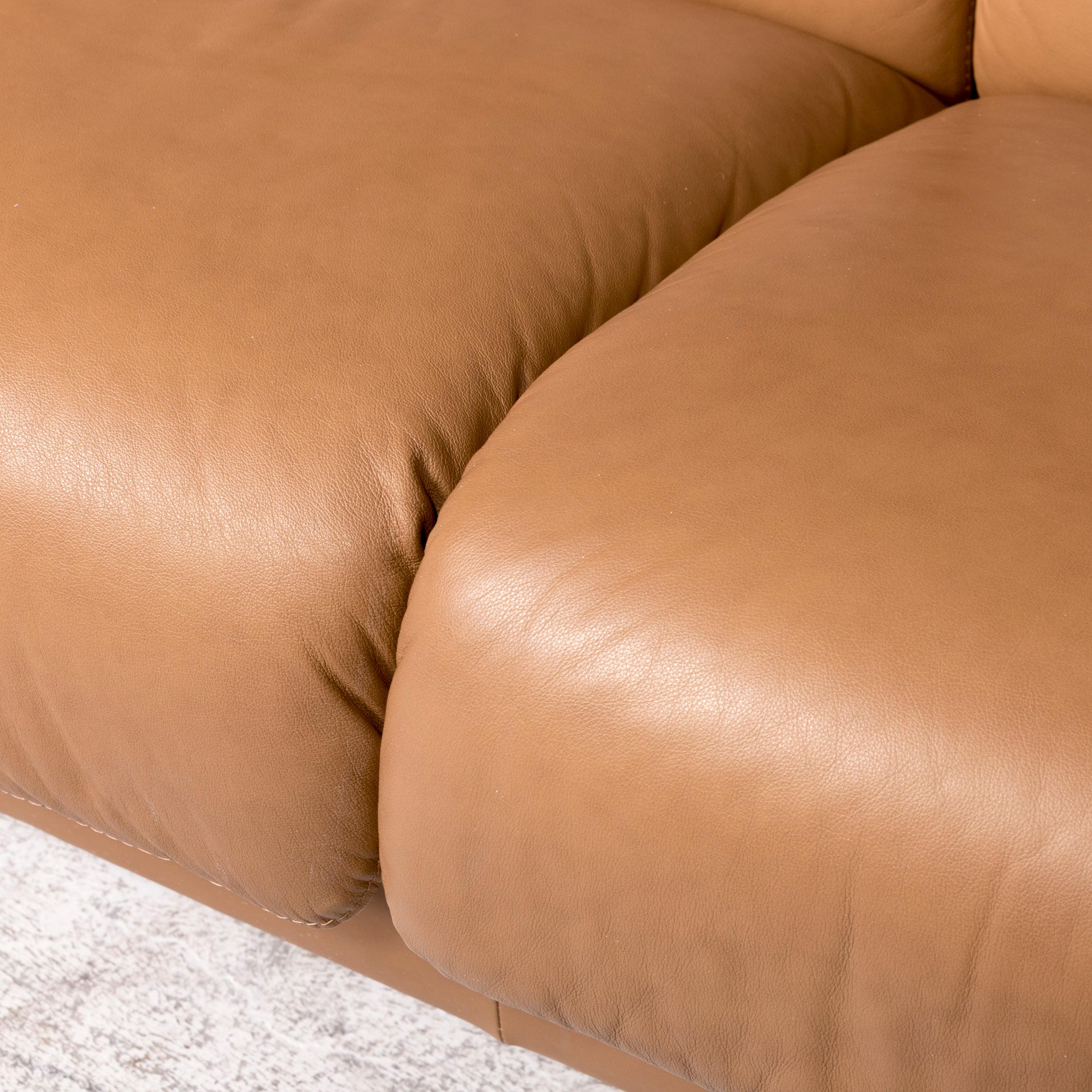 Modern Stressless Paradise Designer Leather High Back Sofa Beige Genuine Leather