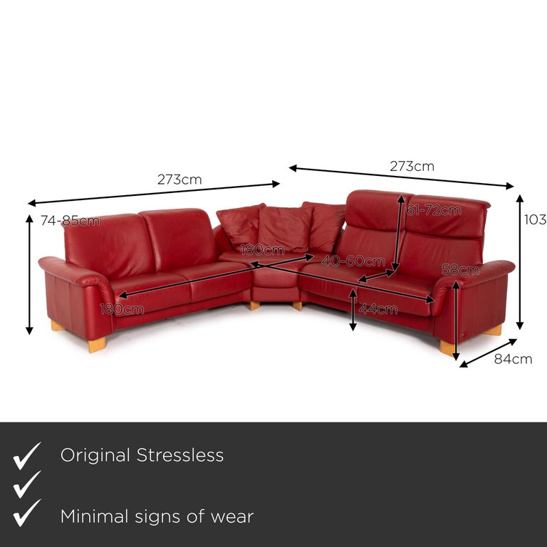 Stressless Paradise Leather Corner Sofa Red Function Couch At 1stdibs Stressless Paradise Leather Corner Sofa, Red Leather Corner Sofa