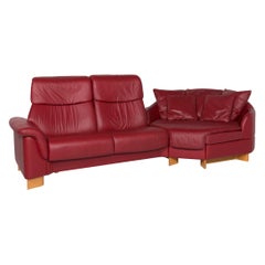 Stressless Paradise Leather Corner Sofa Red Wine Red Sofa Function Couch