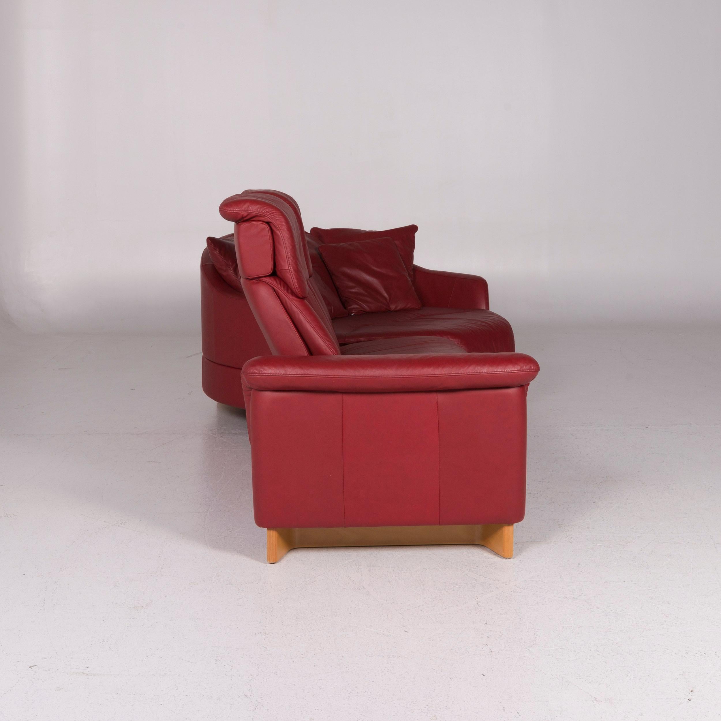 Stressless Paradise Leather Set Red Wine Red 1 Corner Sofa 1 Stool 2