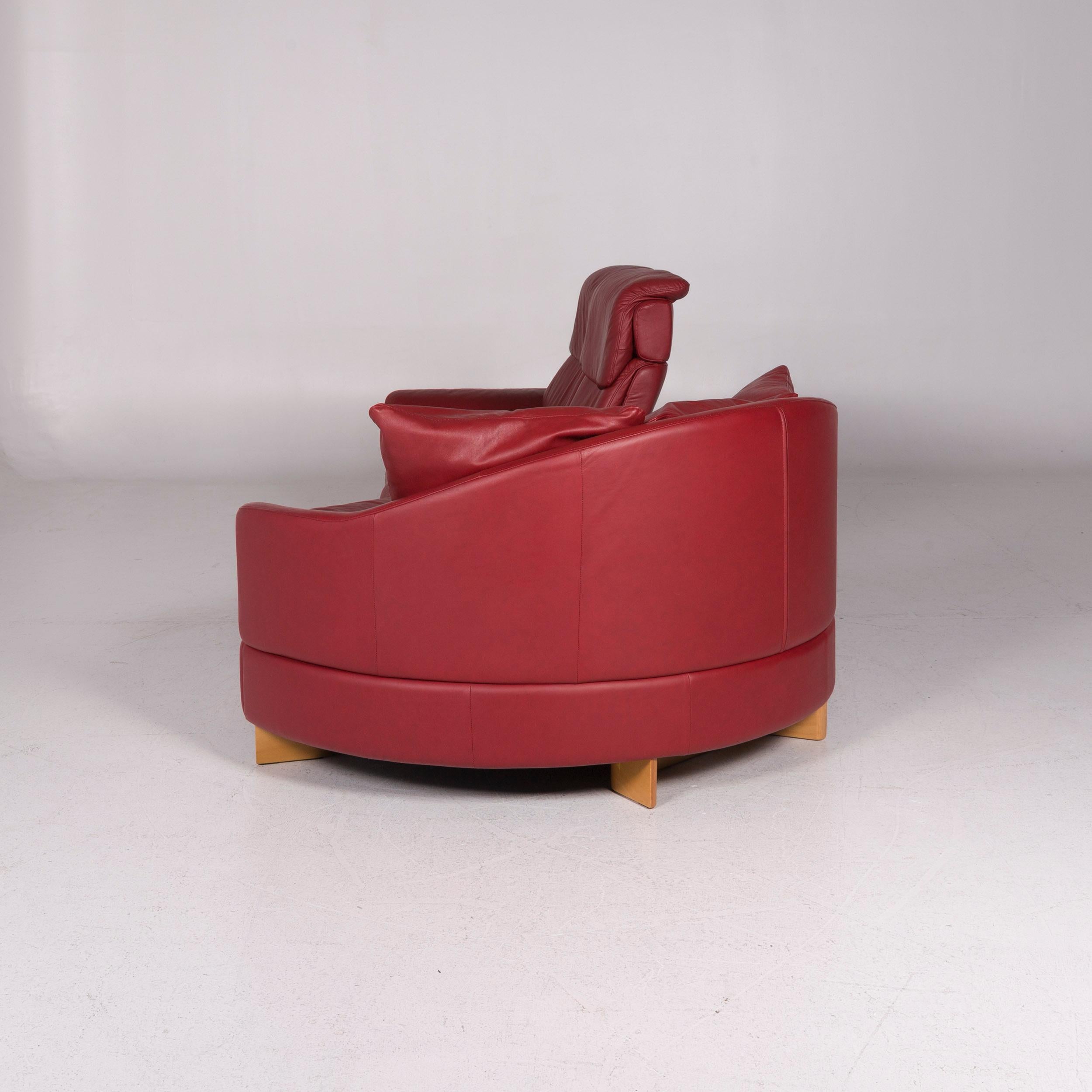 Stressless Paradise Leather Set Red Wine Red 1 Corner Sofa 1 Stool 4