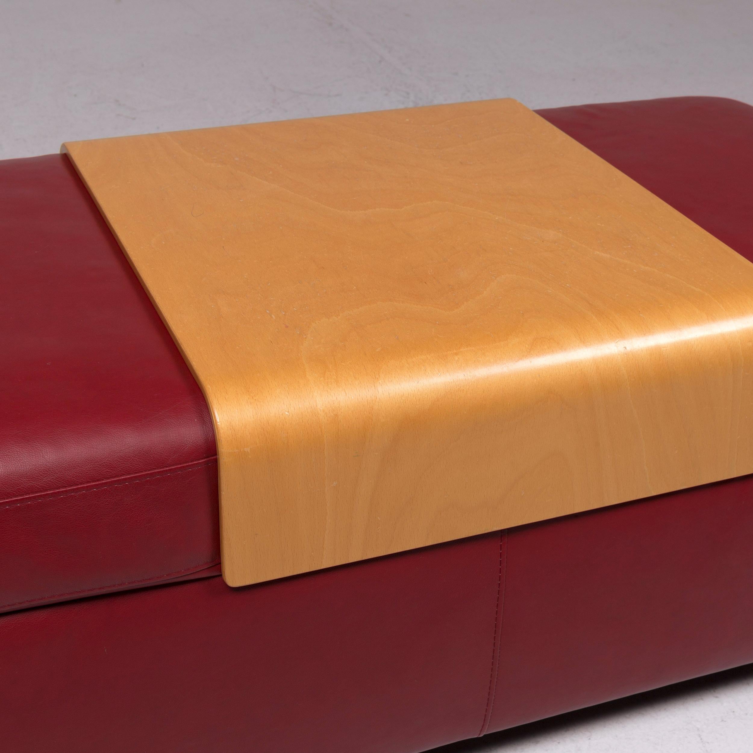 Stressless Paradise Leather Set Red Wine Red 1 Corner Sofa 1 Stool 6