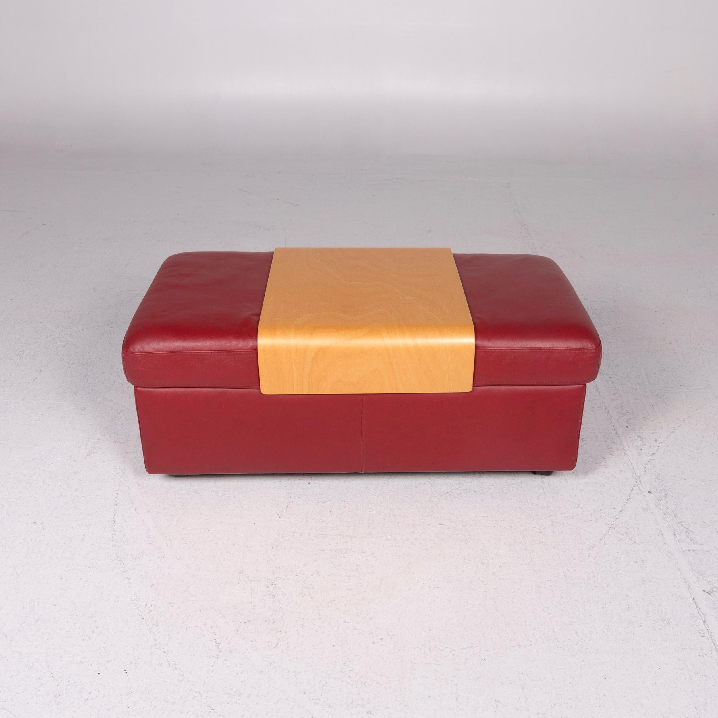 Stressless Paradise Leather Set Red Wine Red 1 Corner Sofa 1 Stool 8
