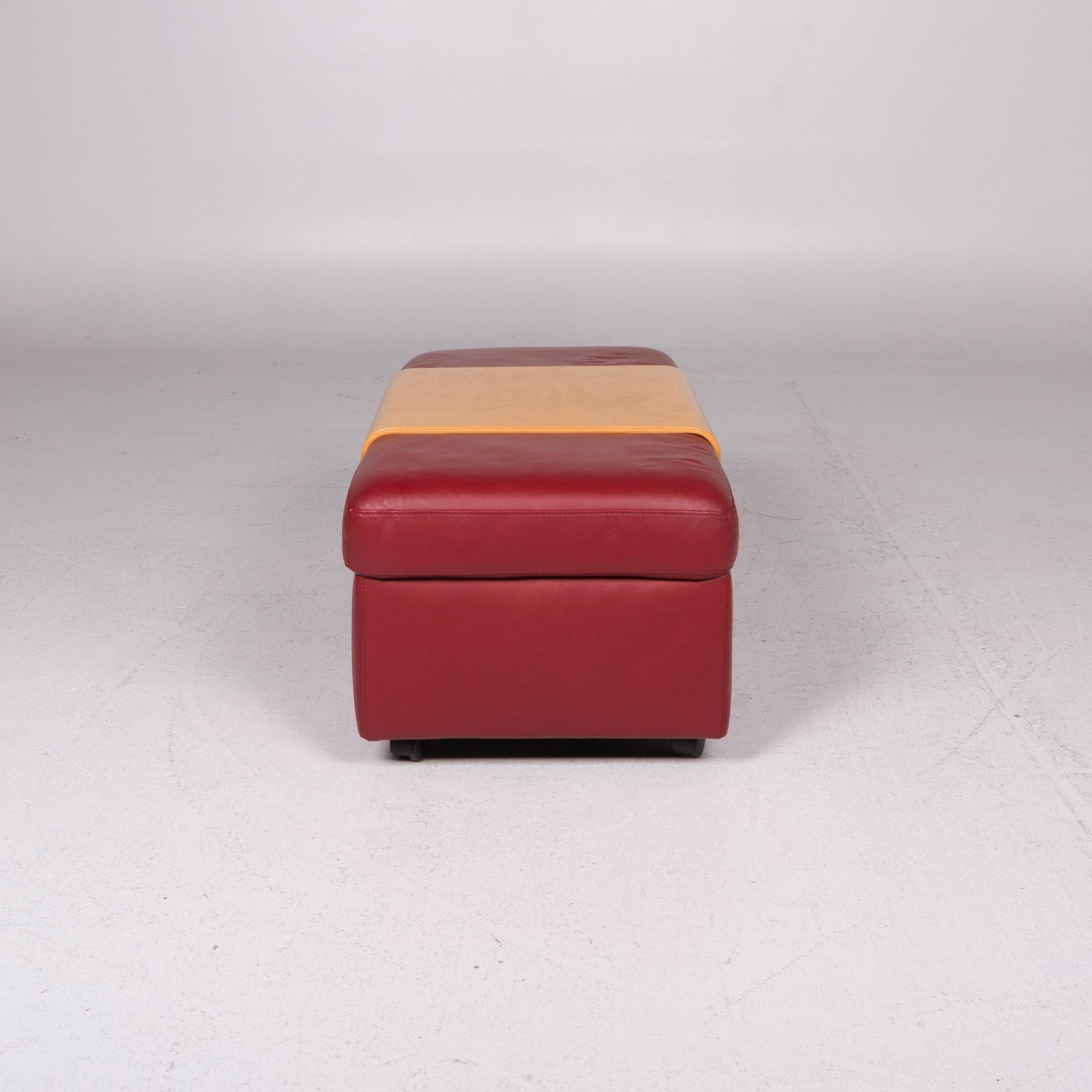 Stressless Paradise Leather Set Red Wine Red 1 Corner Sofa 1 Stool 9