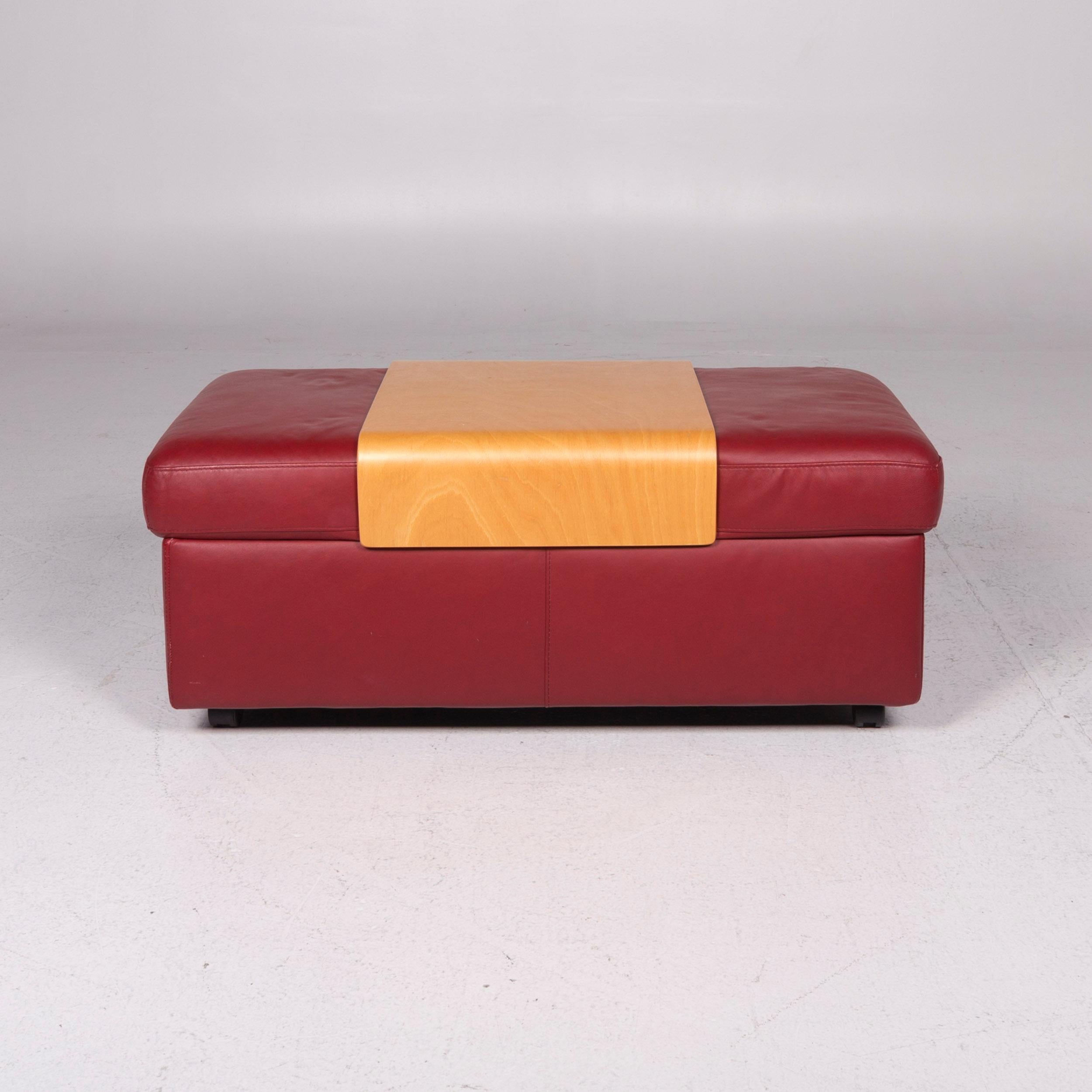 Stressless Paradise Leather Set Red Wine Red 1 Corner Sofa 1 Stool 10