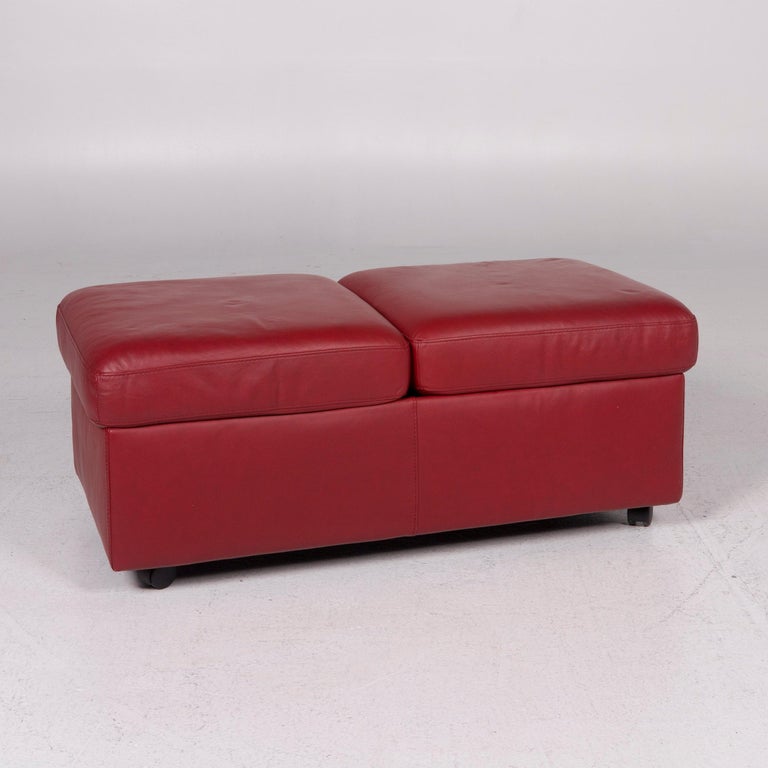 Stressless Paradise Leather Set Red Wine Red 1 Corner Sofa 1 Stool at
