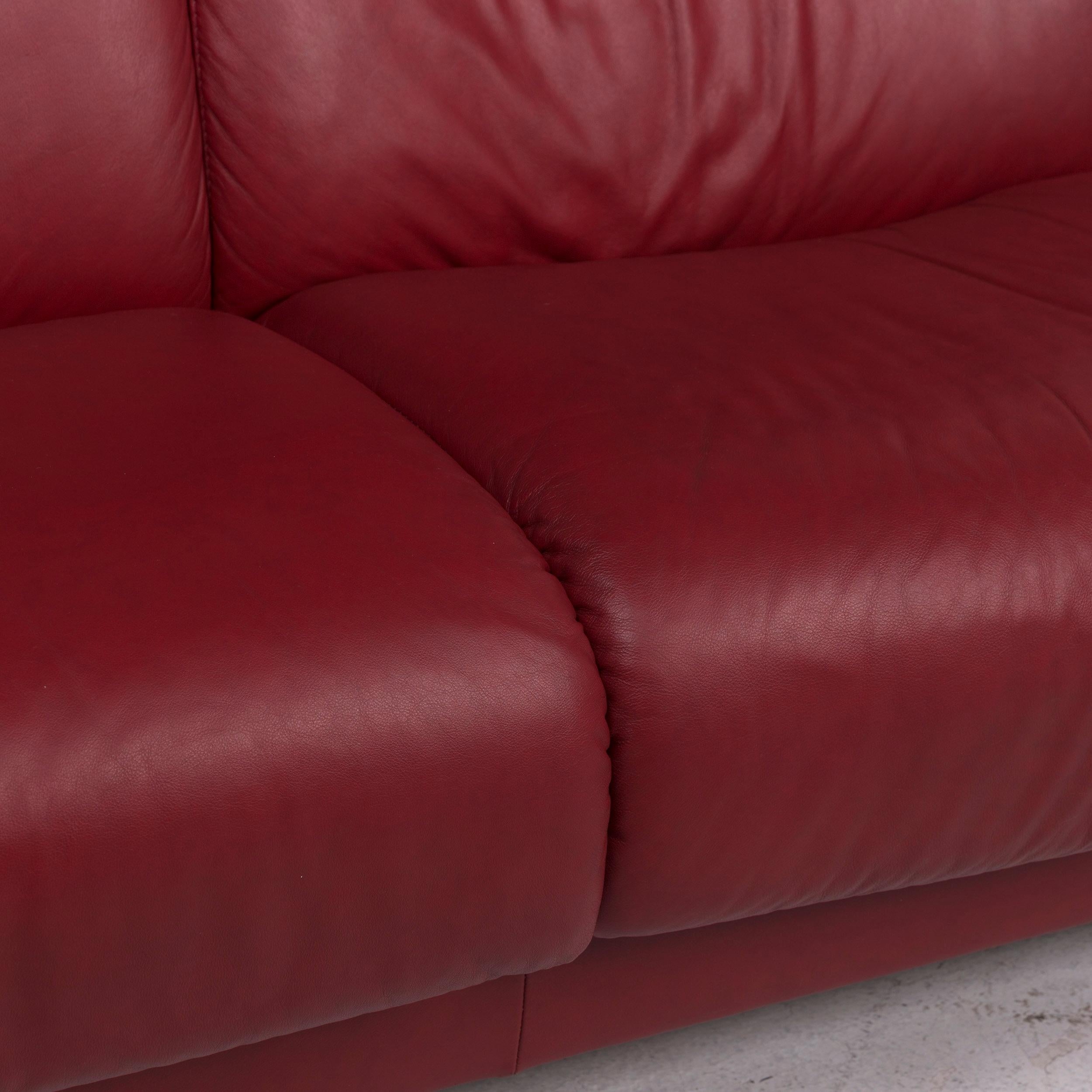 red wine leather sofa