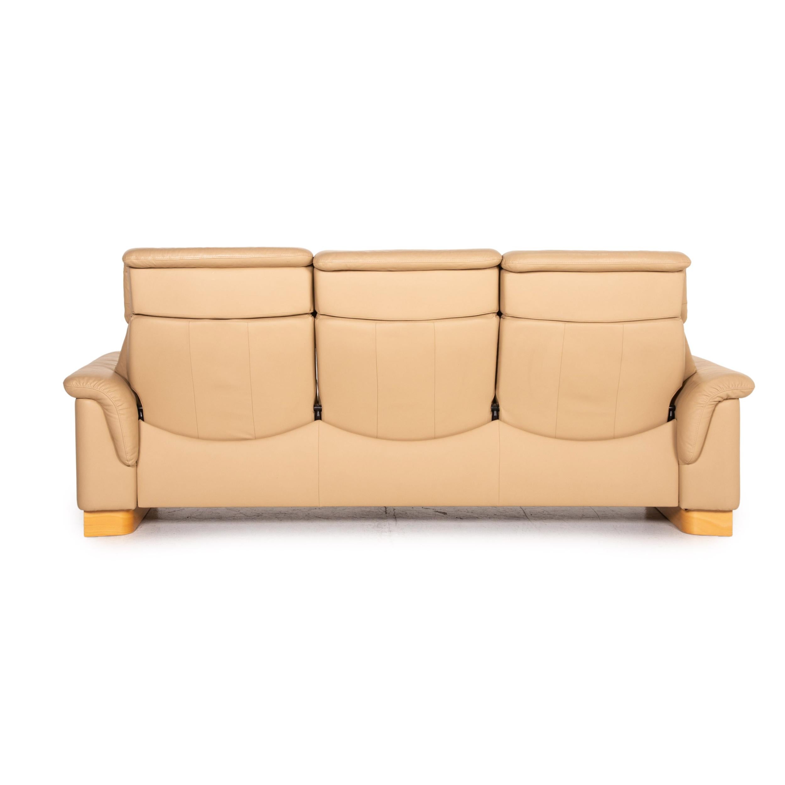 Stressless Paradise Leather Sofa Beige Three Seater 5