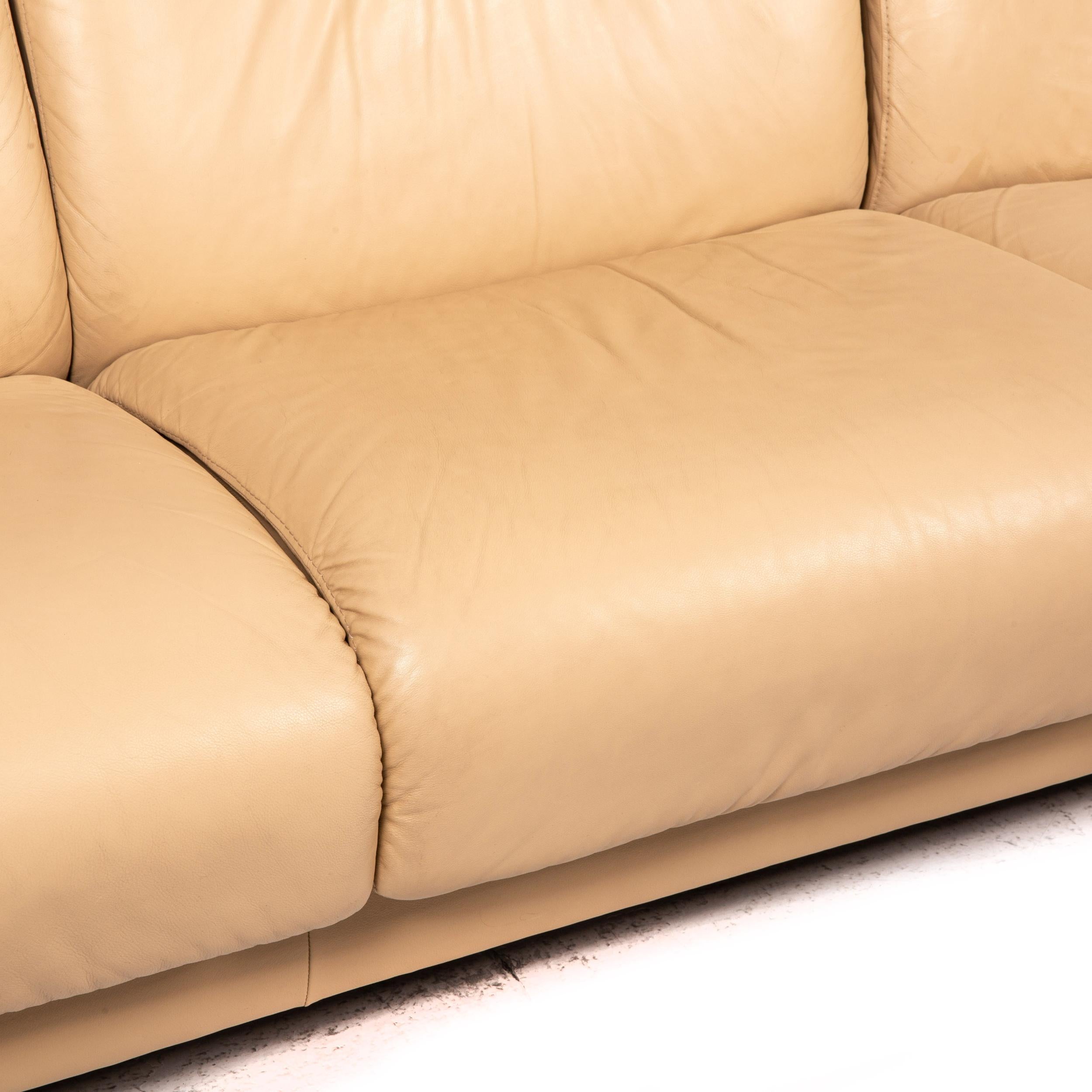 Norwegian Stressless Paradise Leather Sofa Beige Three Seater