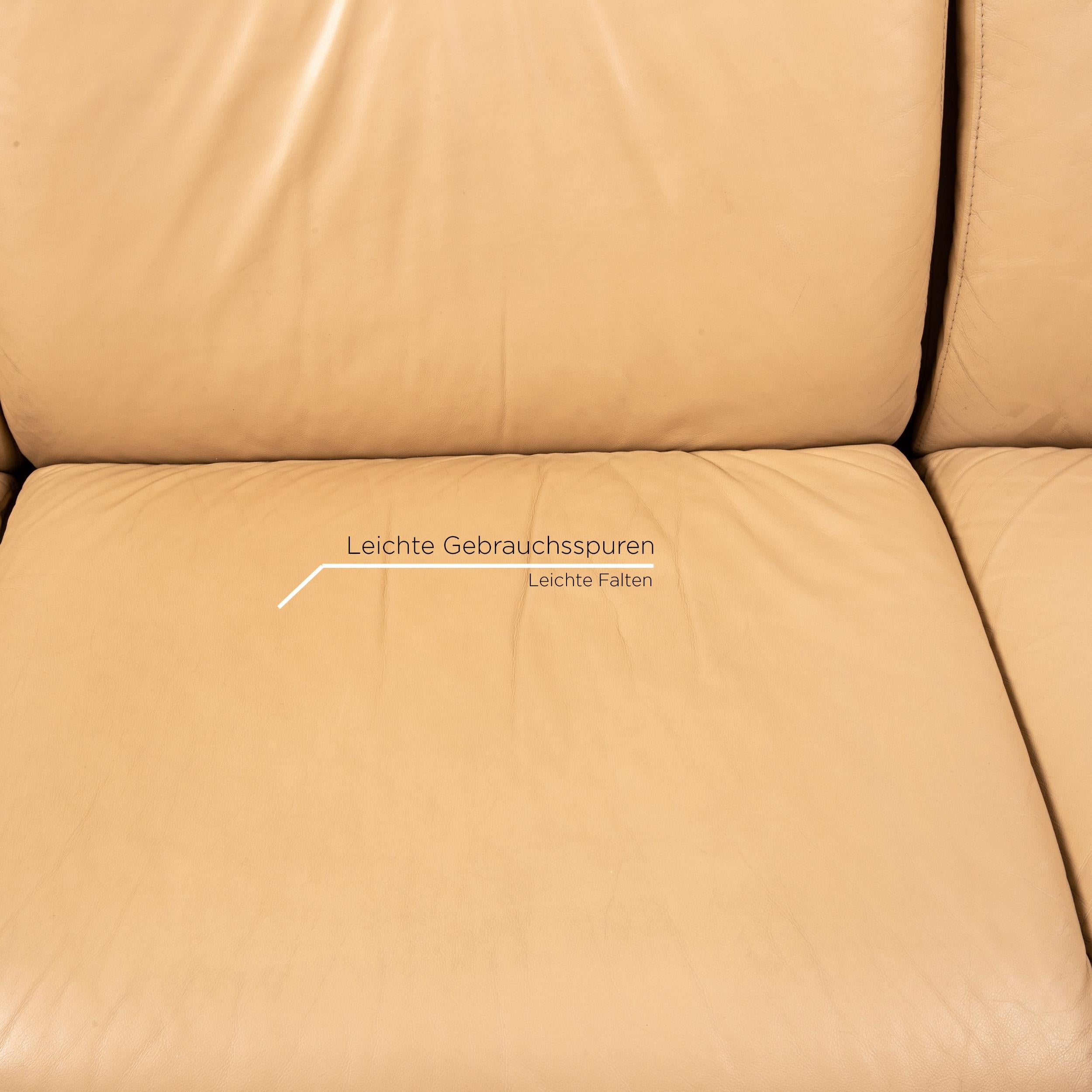 Stressless Paradise Leather Sofa Beige Three Seater In Excellent Condition In Cologne, DE