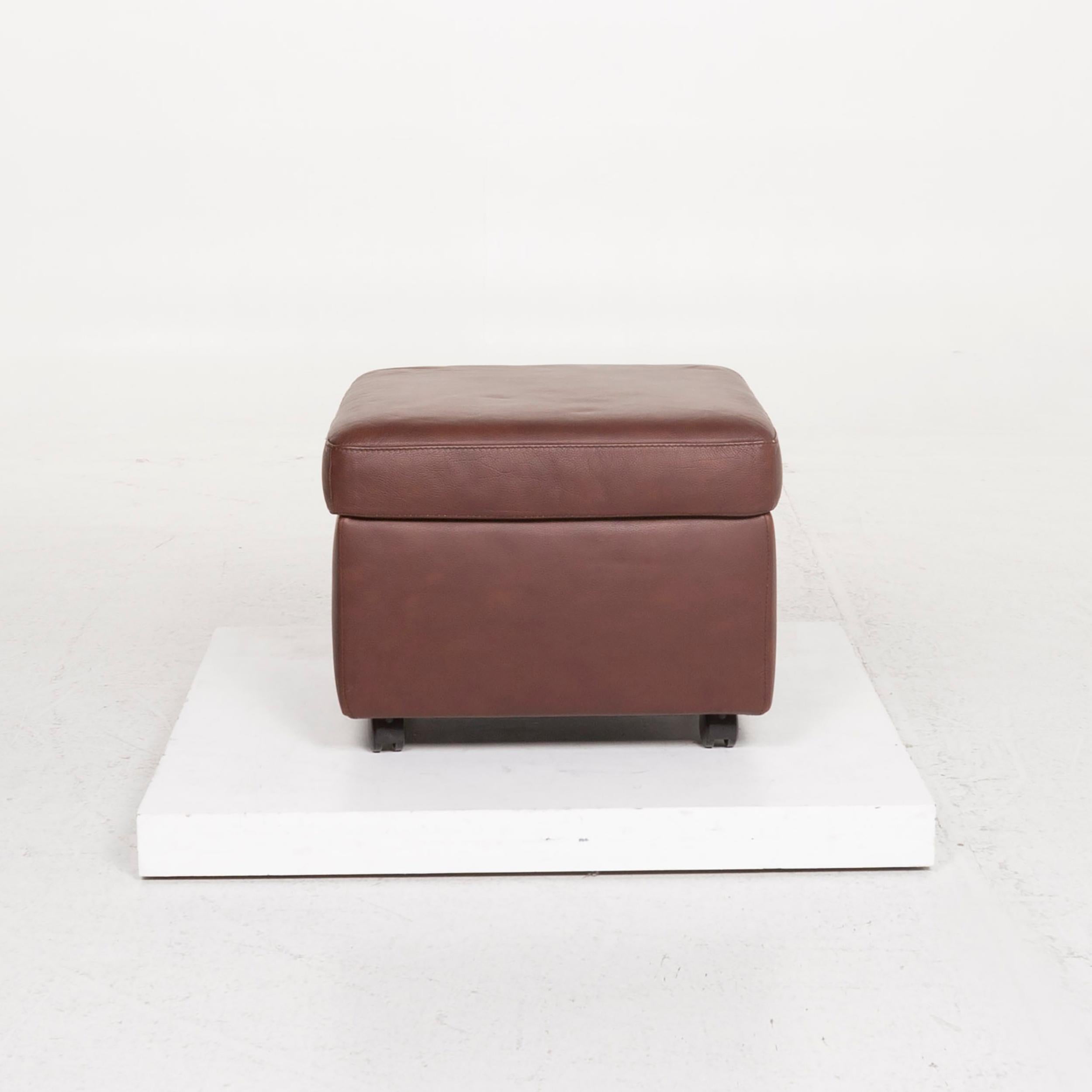 Stressless Paradise Leather Stool Dark Brown Including Storage Space 4