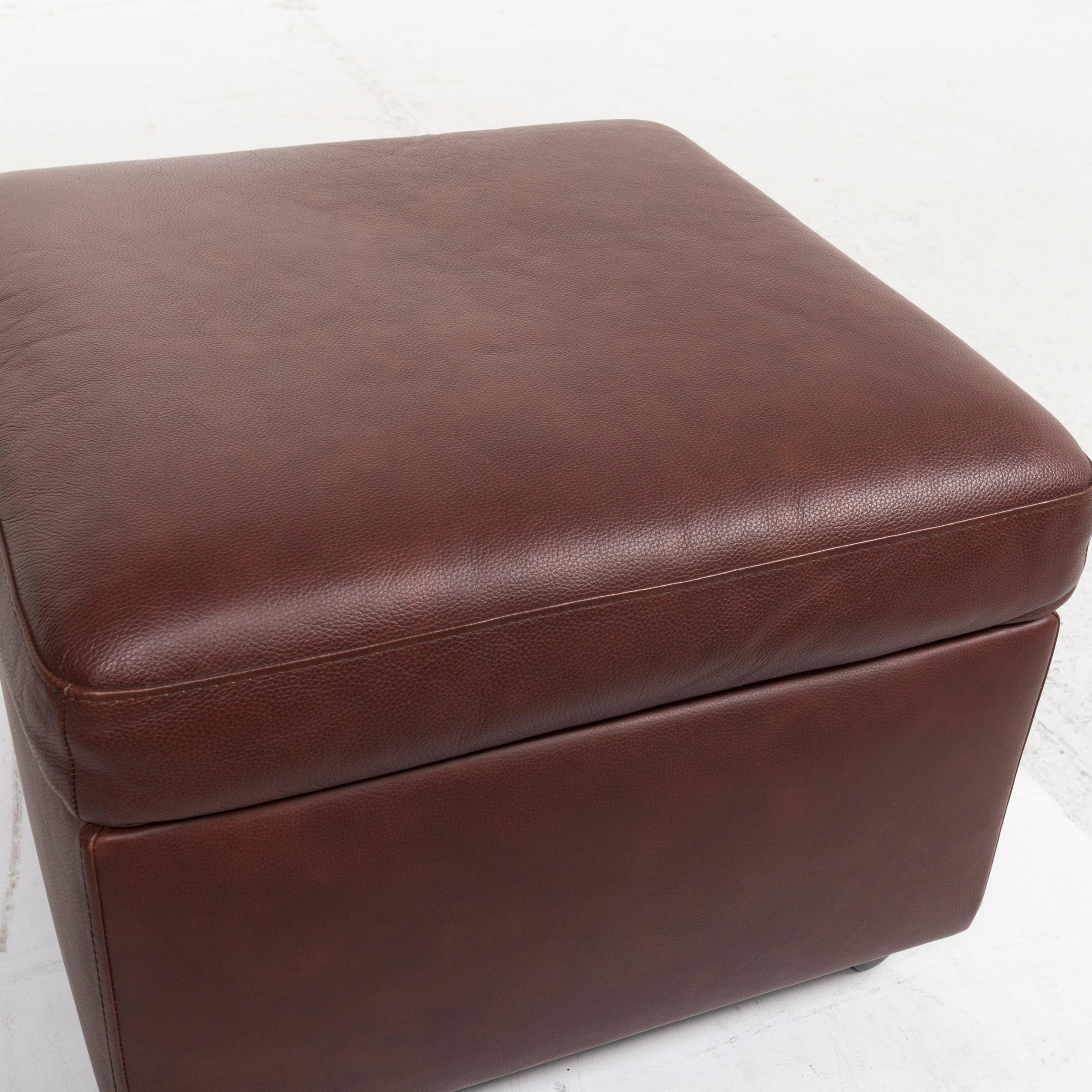 Modern Stressless Paradise Leather Stool Dark Brown Including Storage Space