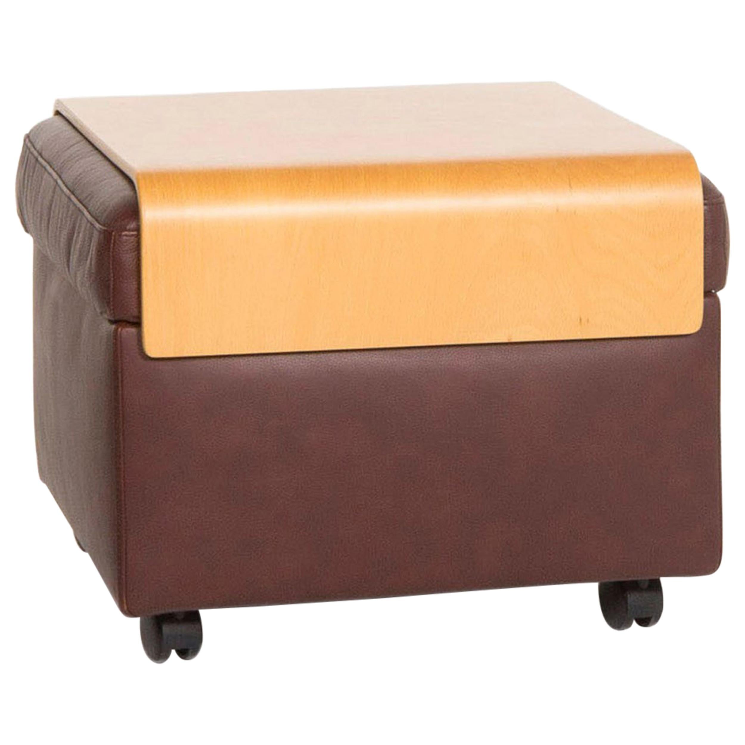 Stressless Paradise Leather Stool Dark Brown Including Storage Space