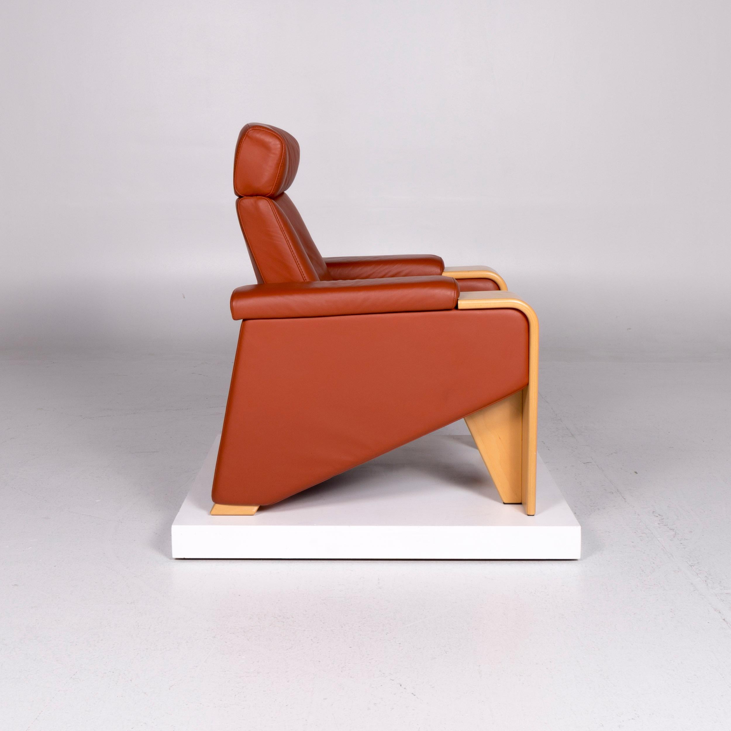 Stressless Pegasus Leather Armchair Terracotta Brown Incl. Stool 1