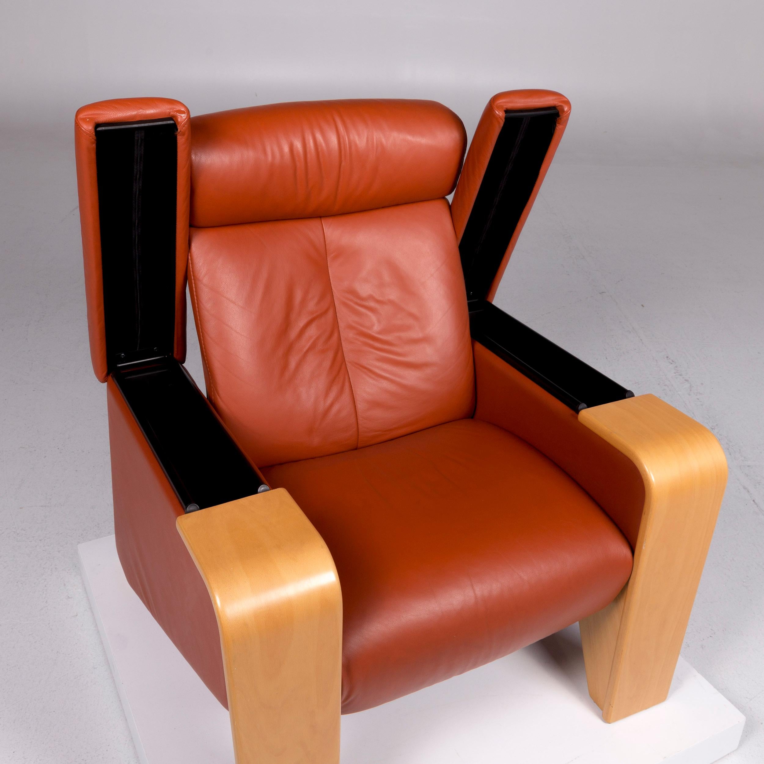 Stressless Pegasus Leather Armchair Terracotta Brown Incl. Stool In Good Condition In Cologne, DE