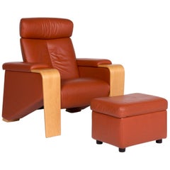 Stressless Pegasus Leather Armchair Terracotta Brown Incl. Stool