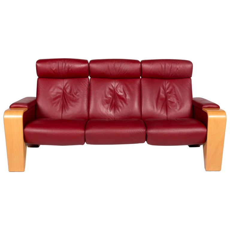 Stressless Pegasus Leather Sofa Red Three-Seat Function Couch at 1stDibs | ekornes  pegasus sofa, stressless pegasus sofa