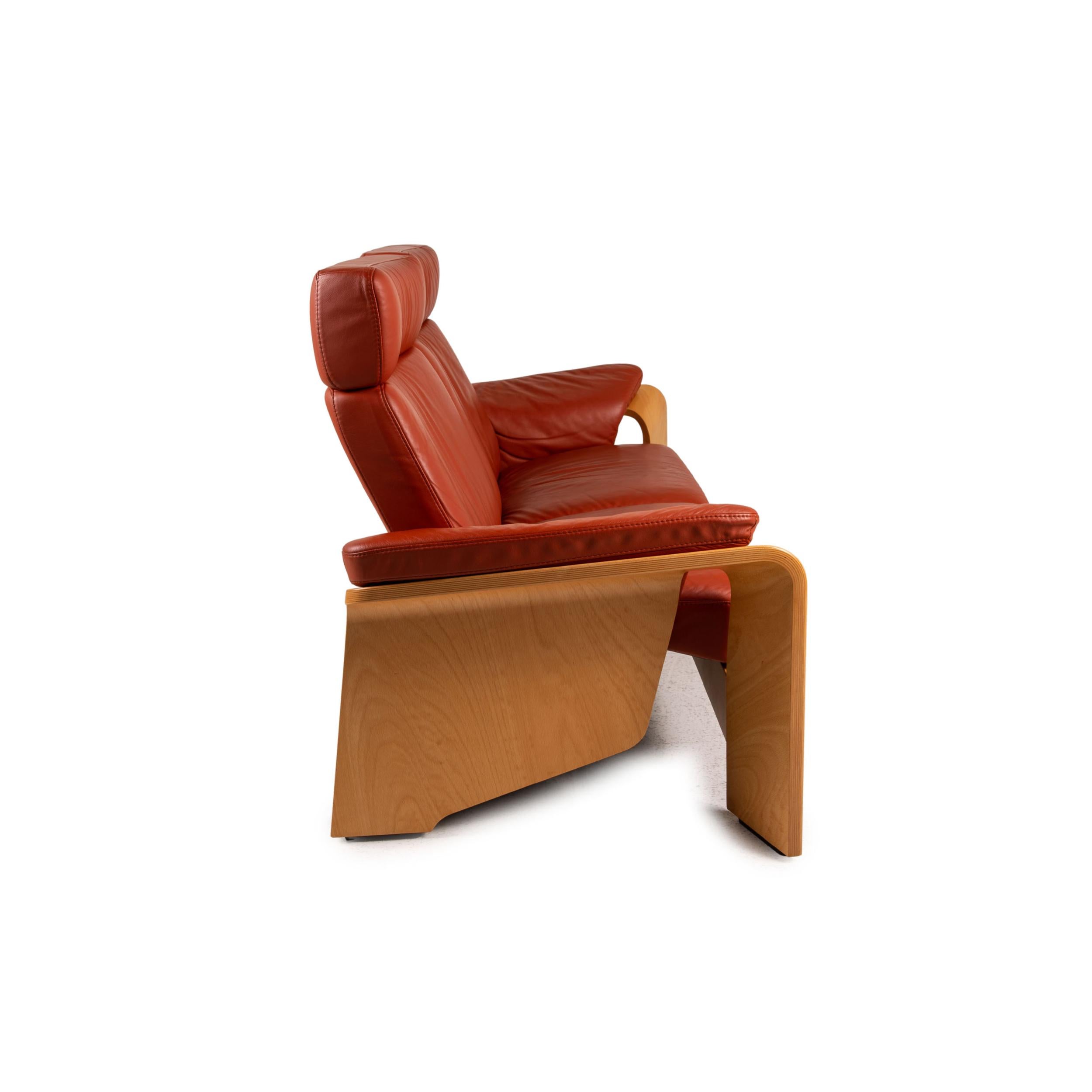 Norwegian Stressless Pegasus Leather Sofa Red Two Seater Couch