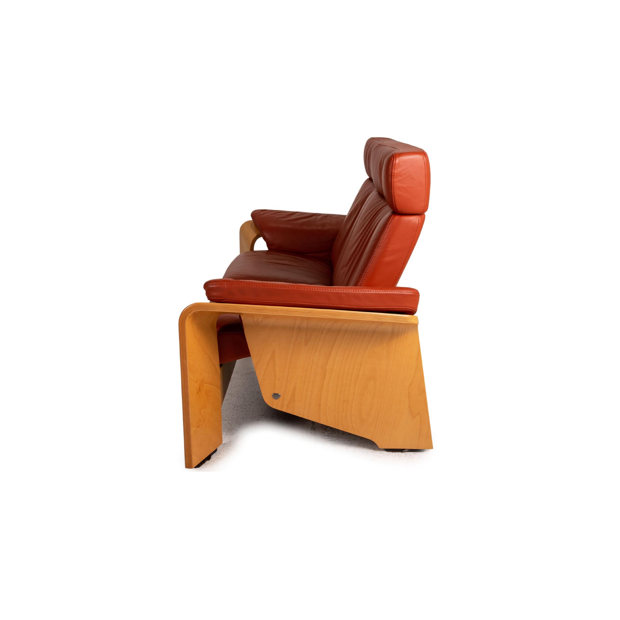 Contemporary Stressless Pegasus Leather Sofa Red Two Seater Couch