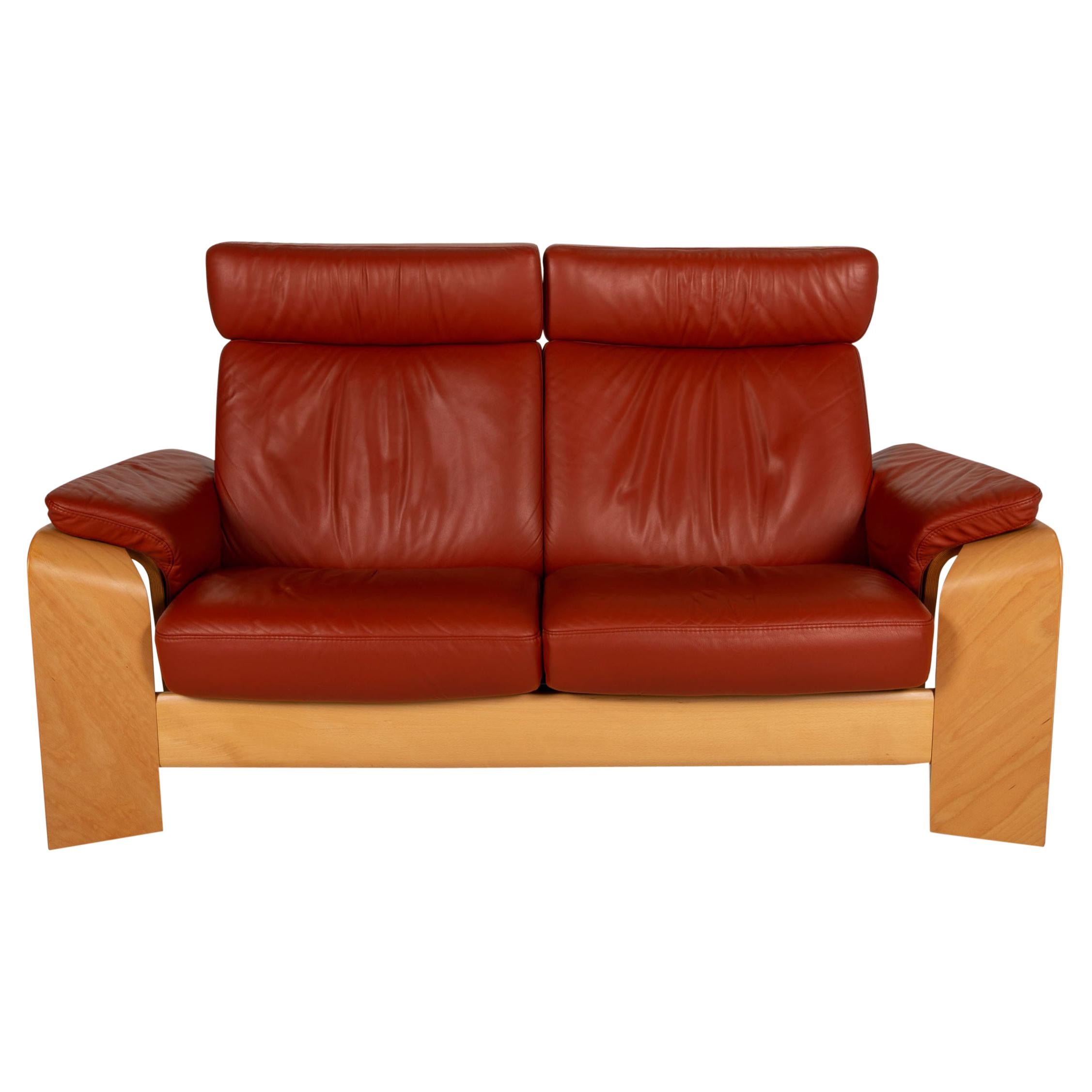 Stressless Pegasus Leather Sofa Red Two Seater Couch