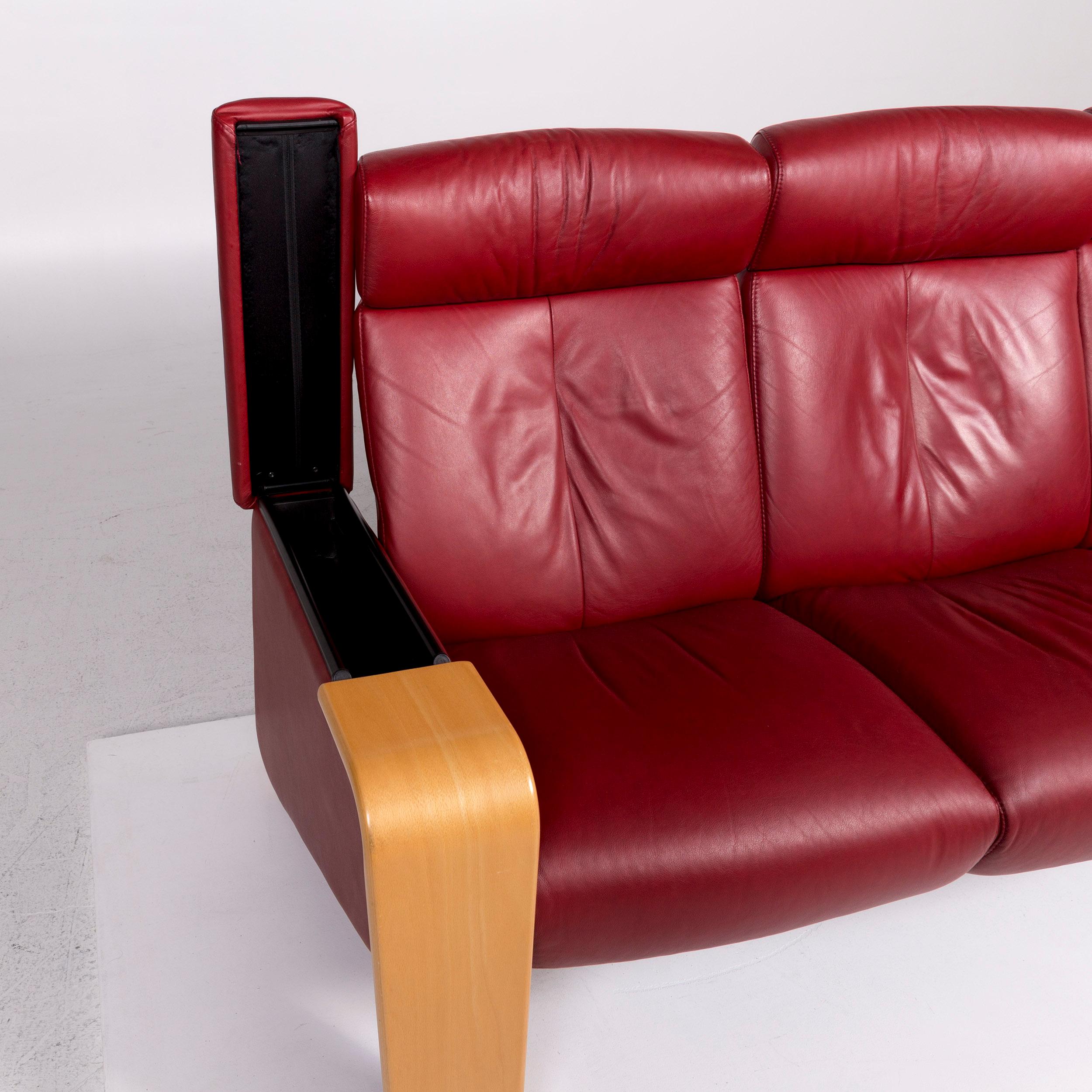Norwegian Stressless Pegasus Leather Sofa Set 1 Two-Seat 2 Armchair 1 Stool
