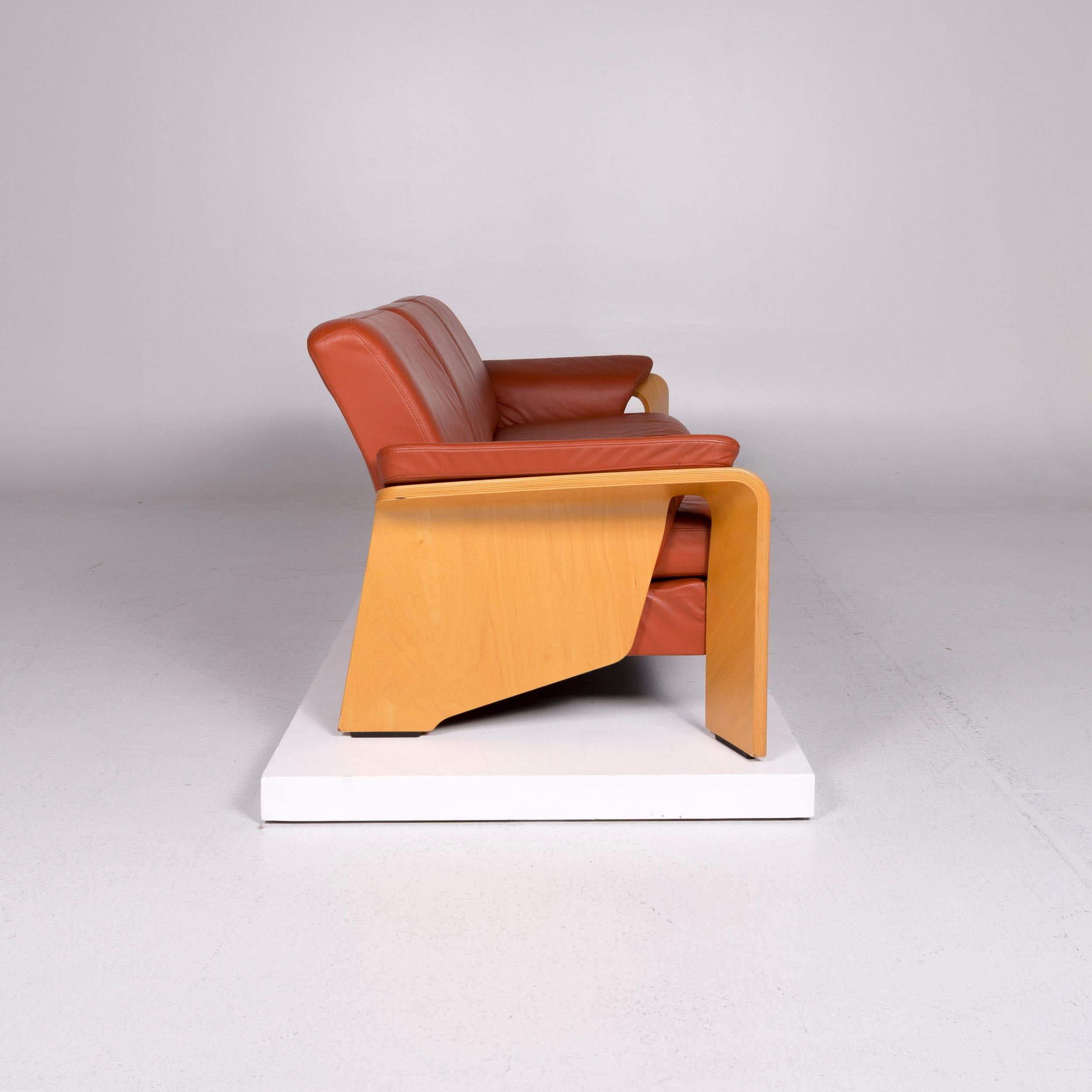 Contemporary Stressless Pegasus Leather Sofa Set Terracotta Brown 1 Three-Seat 2 For Sale