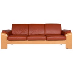 Stressless Pegasus Leather Sofa Terracotta Brown Three-Seat Couch