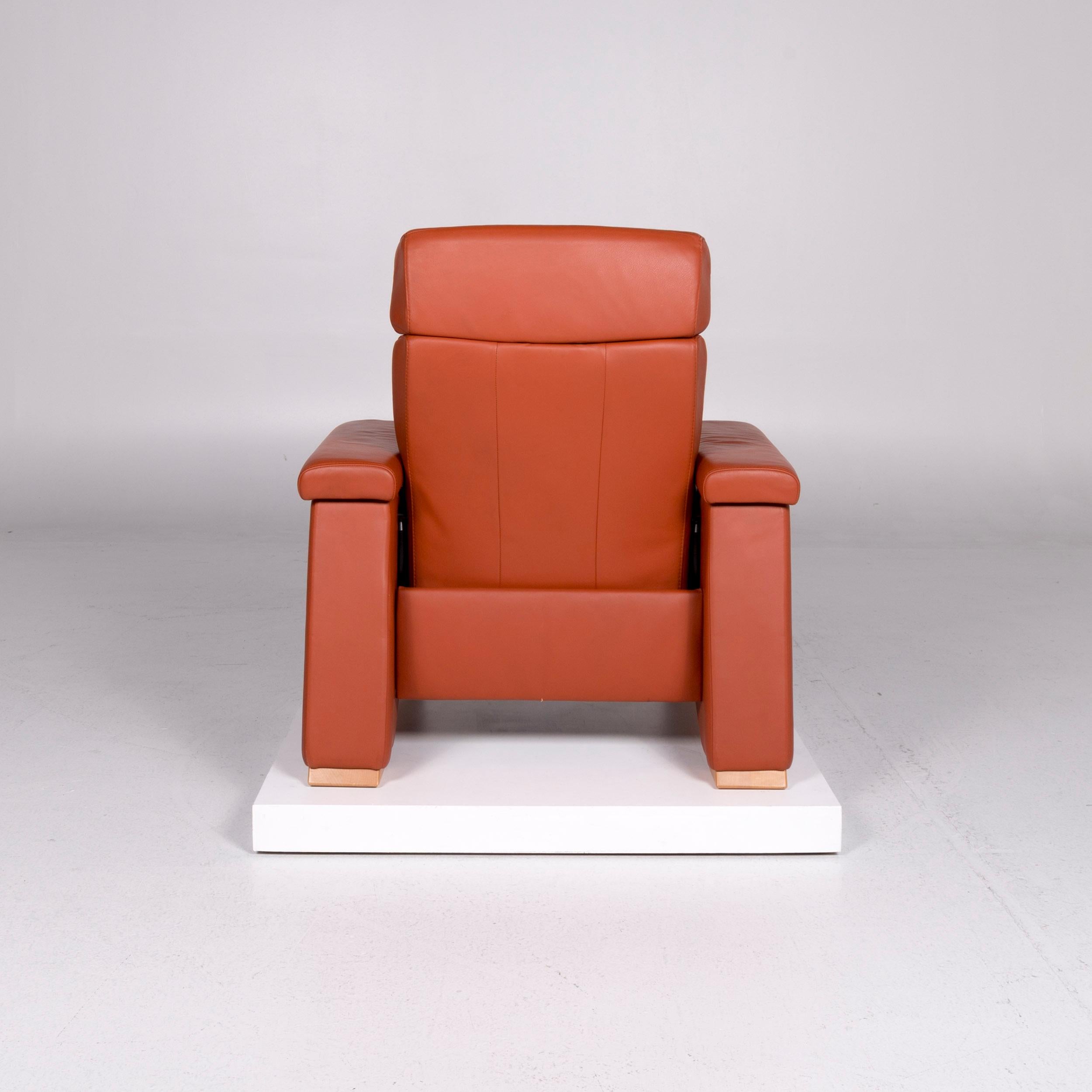Stressless Pegasus Fauteuil Cuir Terracotta Marron Terracotta Incl. Tabouret en vente 5