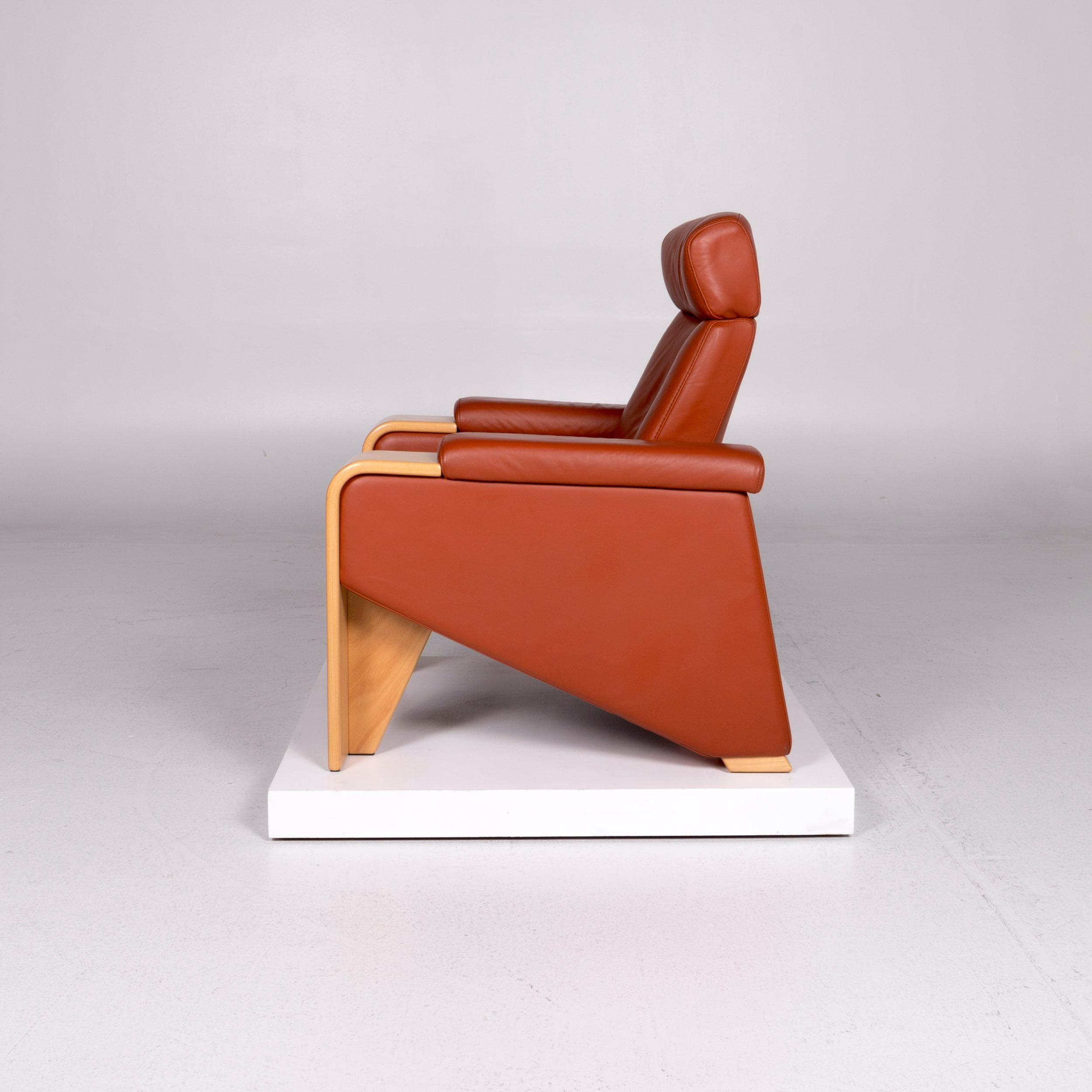 Stressless Pegasus Fauteuil Cuir Terracotta Marron Terracotta Incl. Tabouret en vente 6