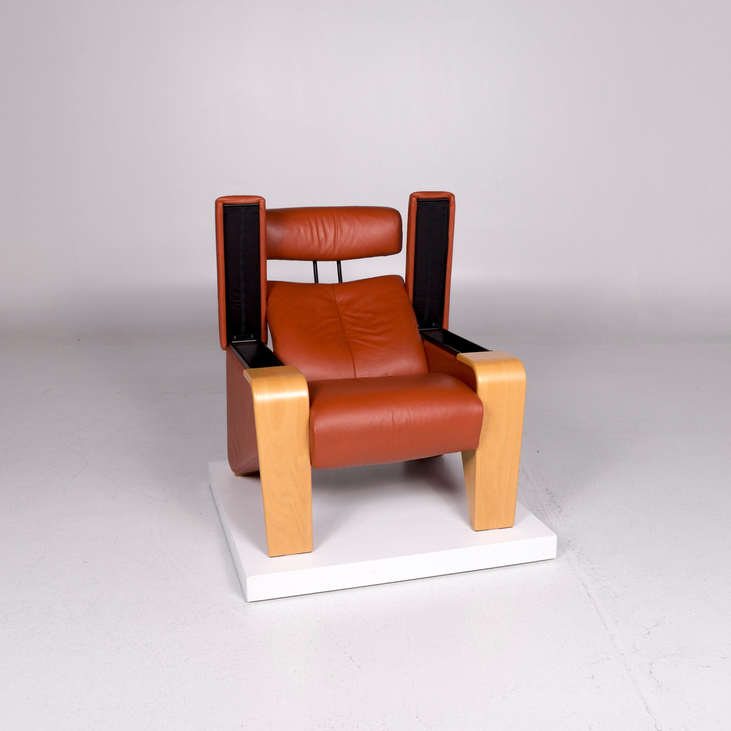 Norvégien Stressless Pegasus Fauteuil Cuir Terracotta Marron Terracotta Incl. Tabouret en vente
