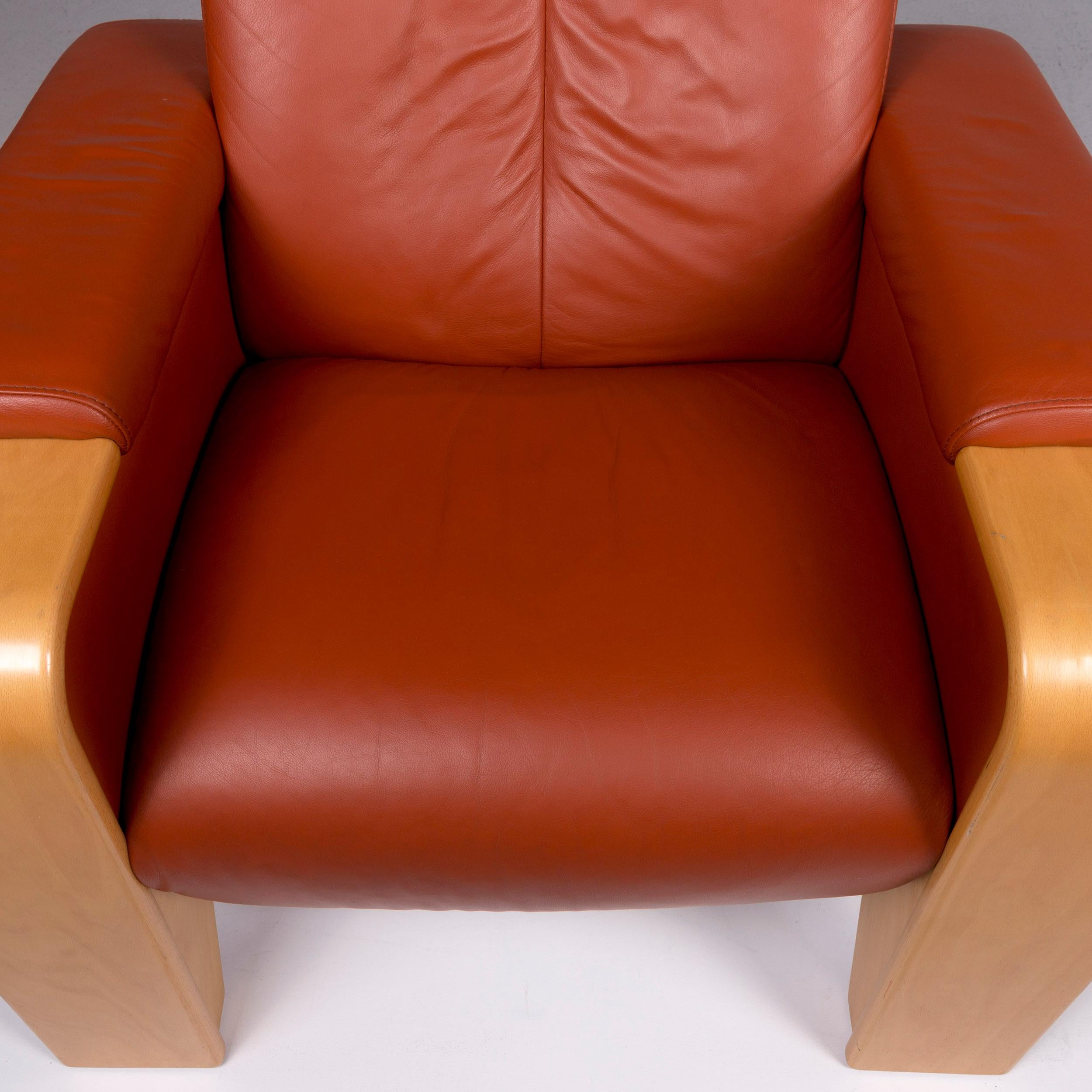 XXIe siècle et contemporain Stressless Pegasus Fauteuil Cuir Terracotta Marron Terracotta Incl. Tabouret en vente
